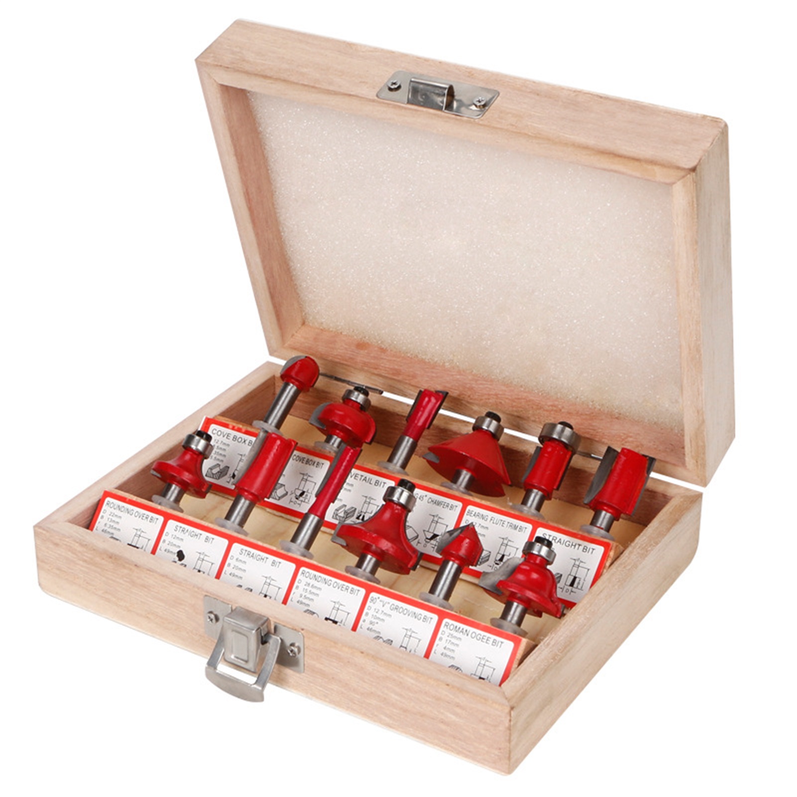 Set Mit 12 Kohlenstoff-holzfräsern, Hartmetall-fräserset Mit 1/2-zoll-schaft, Holzbearbeitungswerkzeuge Zum Fräsen, Gravieren, Bündigfräsen Und Bohren, Hochbelastbarer Stahl.