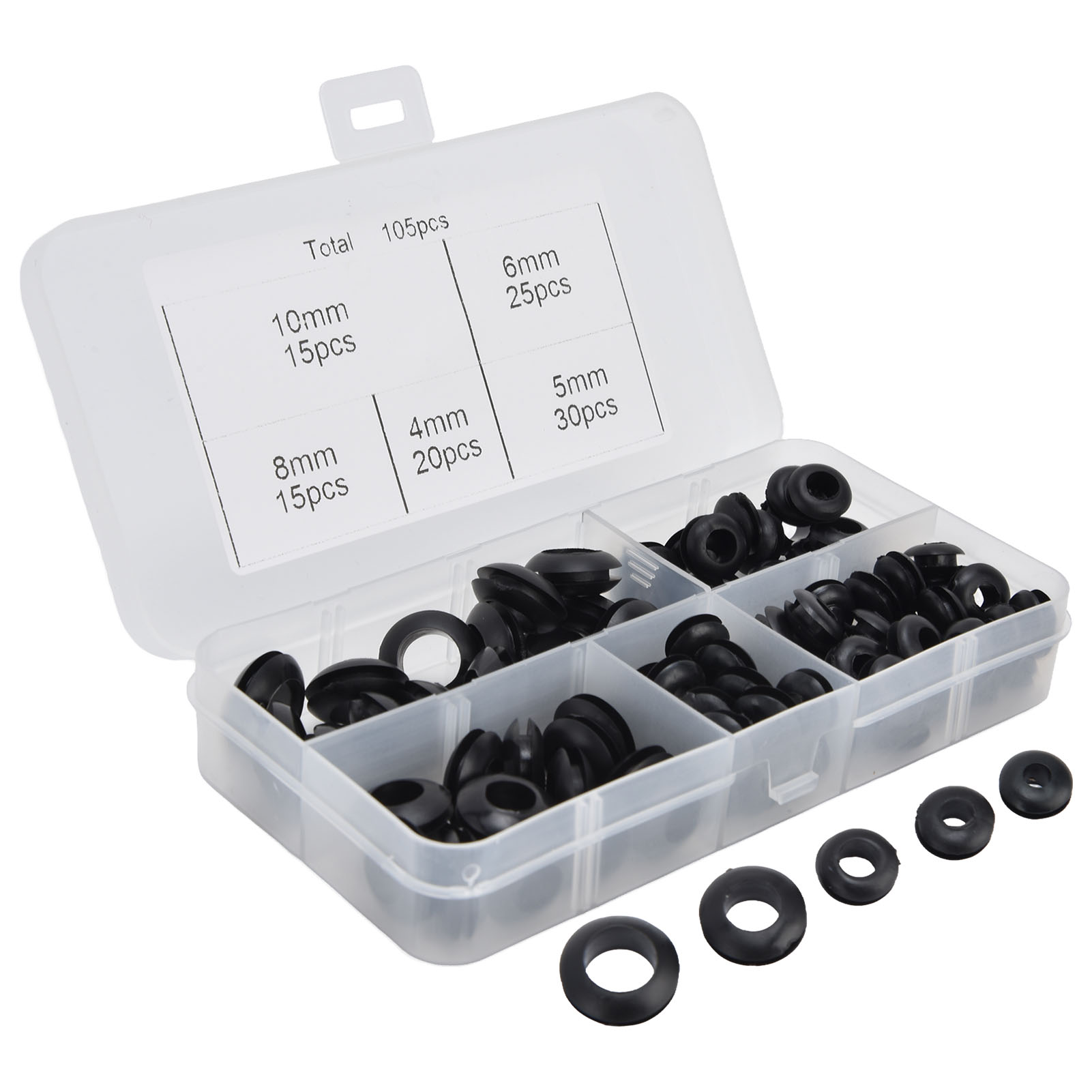 Set Mit 105 Verschiedenen Gummiringen, Elektrischen Dichtungen, Unterlegscheiben Zum Schutz Von Rohrleitungen Und Kabelverschraubungen.
