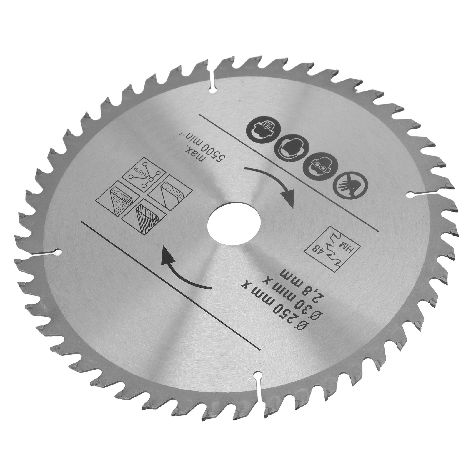 250-mm-hartmetall-kreissägeblatt Für Holz, Präziser Schnitt, 5500 U/min, 250 X 48 Zähne X 30 Mm Bohrung