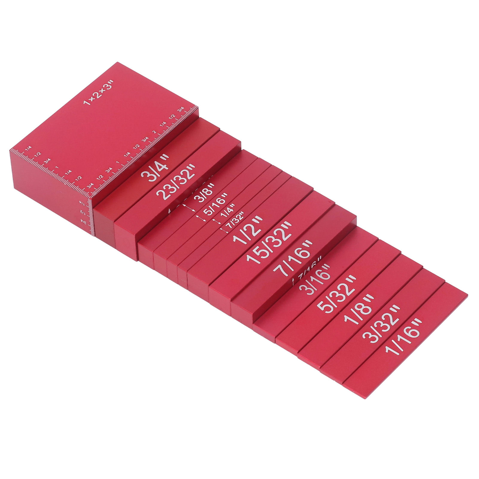 Set Mit 15 Messblöcken Aus Aluminiumlegierung, Leuchtende Farben, Präzise Skala, Kalibrierblock Für Die Holzbearbeitung, Rot