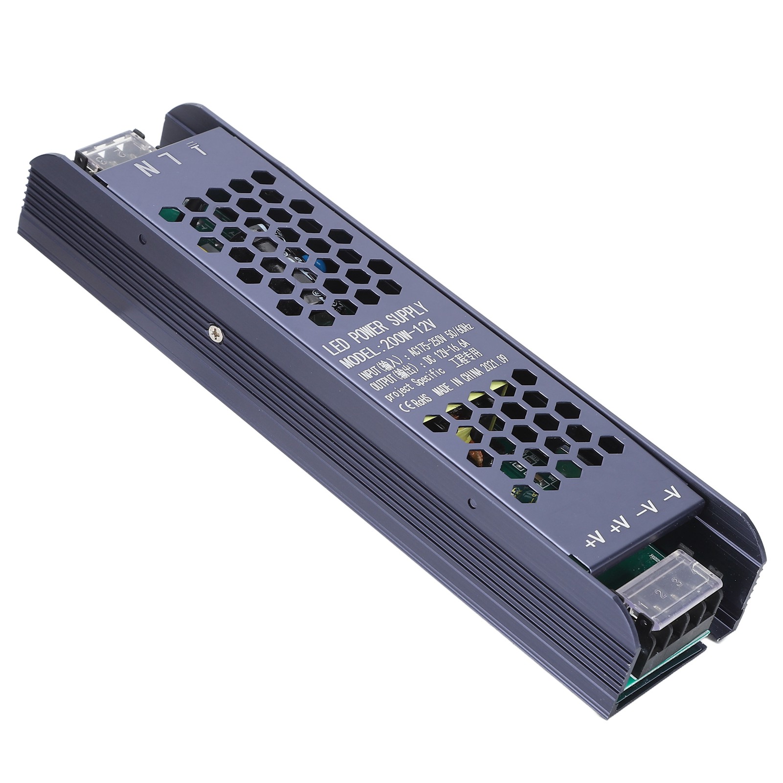 12v 200w Led-netzteil, Schwarzer Transformator, Langer Streifen, Wasserdichter Treiber, Ac175-250v Konverter, 16,6a, Für Lichtstreifen Und Strahler.