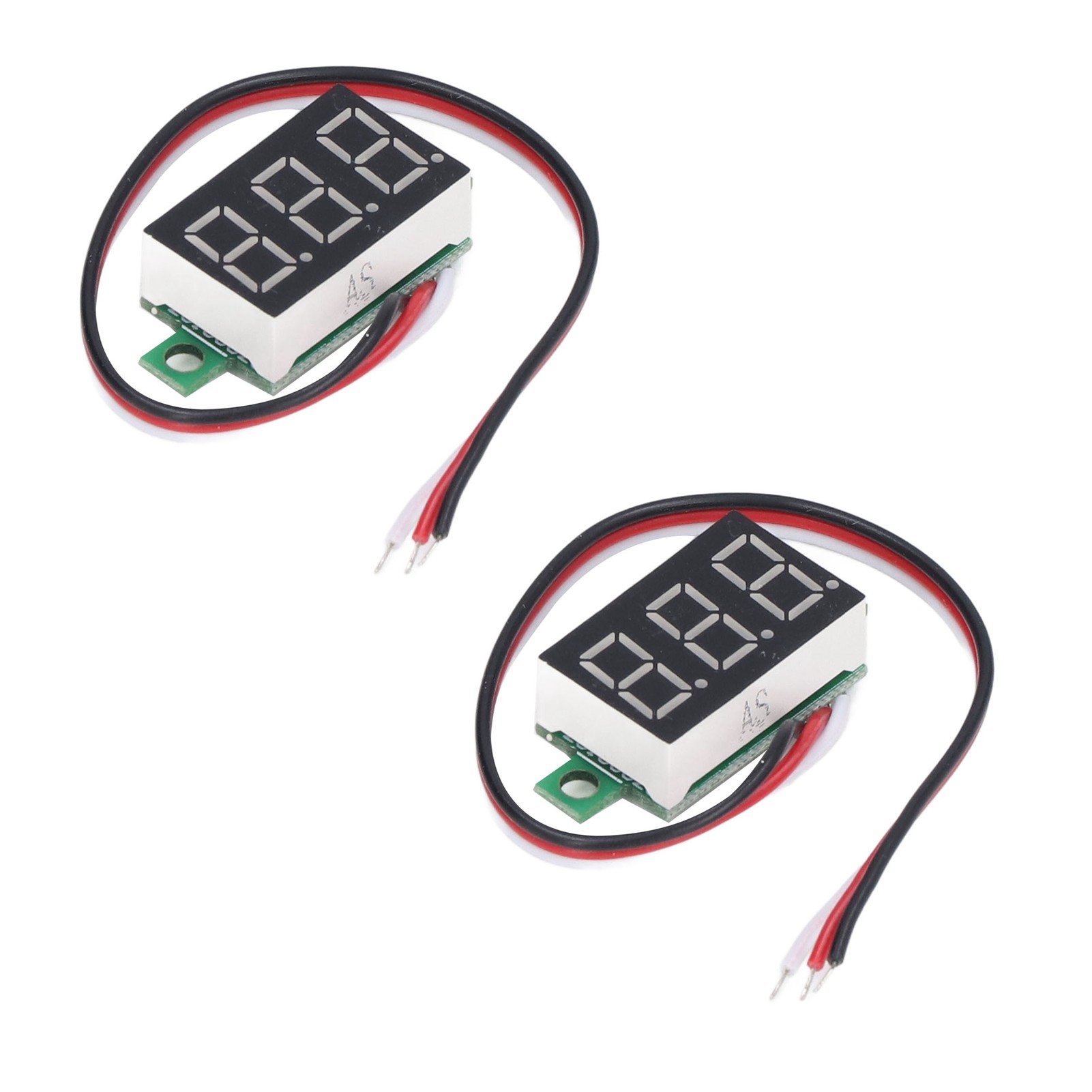 2-teiliges Led-digitalvoltmeter, 0-30v Dc-spannungsprüfer, 0,36-zoll-display, 3 Drähte, Rotes Licht, Miniaturvoltmeter Für Autobatterien