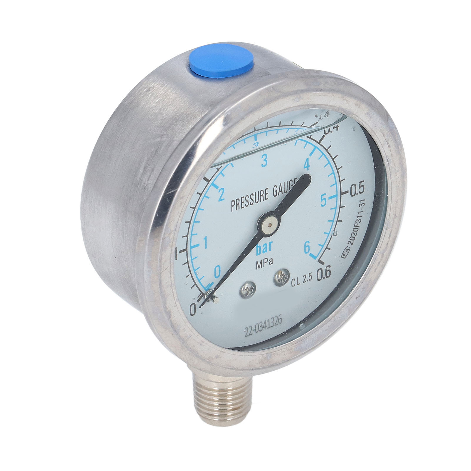 Vakuummeter 0-0,6 Mpa, Transparentes Zifferblatt, 1/4 Npt-anschluss, Genauigkeitsklasse 2,5, Edelstahlgehäuse.