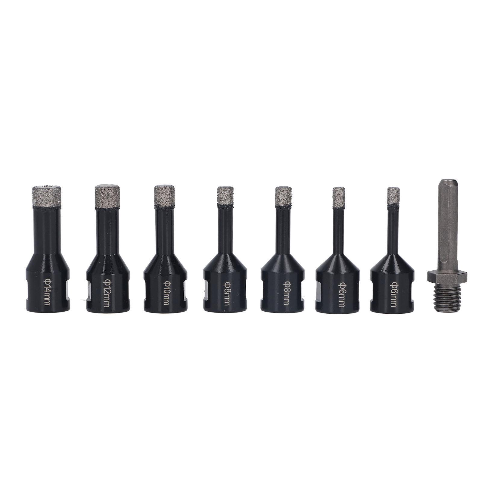7-teiliges Set Gelöteter Diamant-kernbohrer 6–14 Mm, M14-schaft Für Fliesen, Marmor, Granit, Schwarz