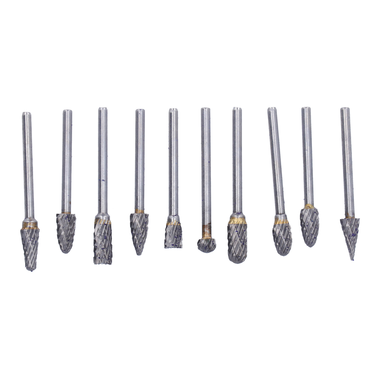 Set Mit 10 Hartmetall-rotationsfräsern, Doppelter Silber-schleifkopf (blaue Schachtel) Für Holz Und Schnitzereien