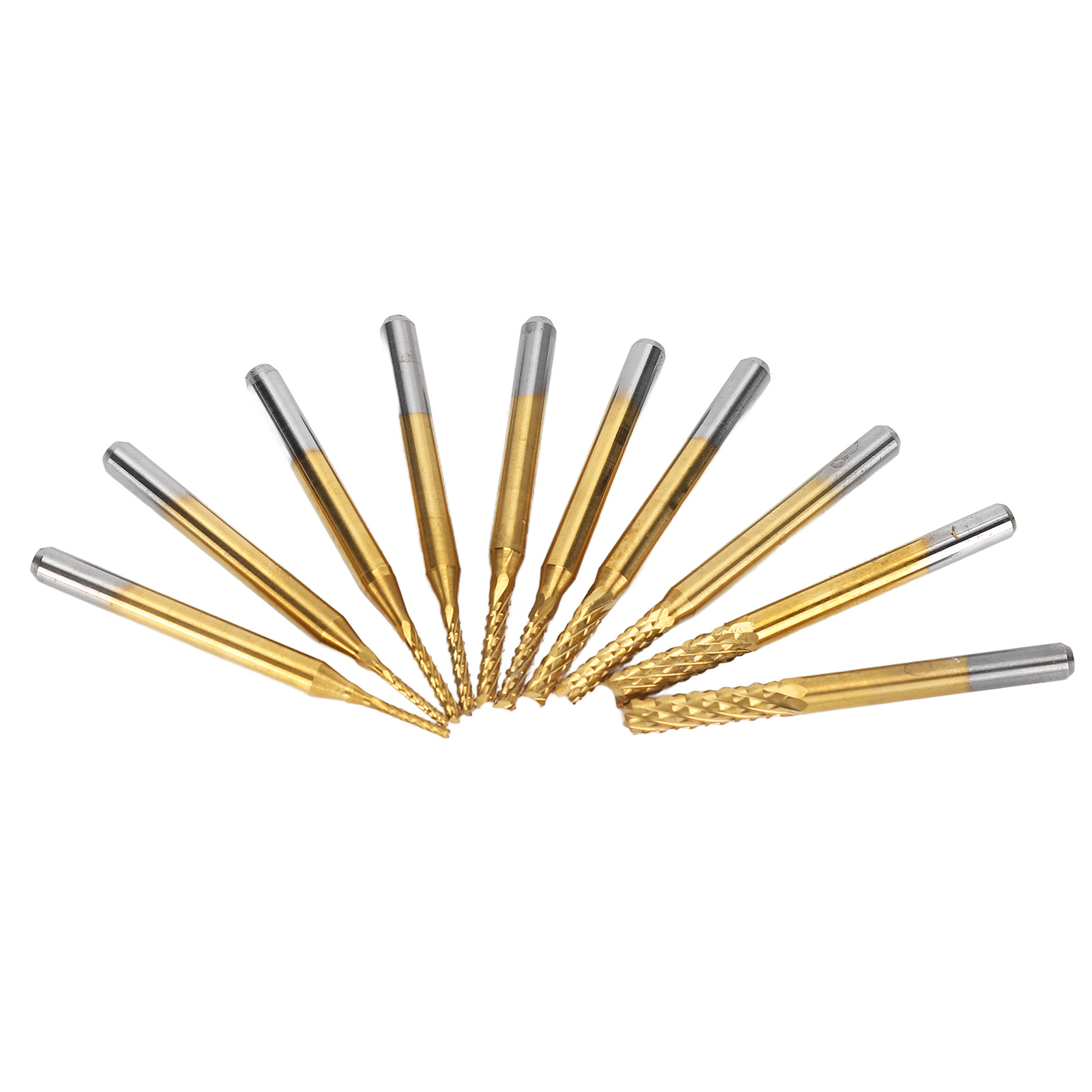 Satz Mit 10 Titanbeschichteten Hartmetall-schaftfräsern Für Die Leiterplattengravur, 1/8-zoll-schaft, Rotationswerkzeuge, Durchmesser 1,0–3,0 Mm
