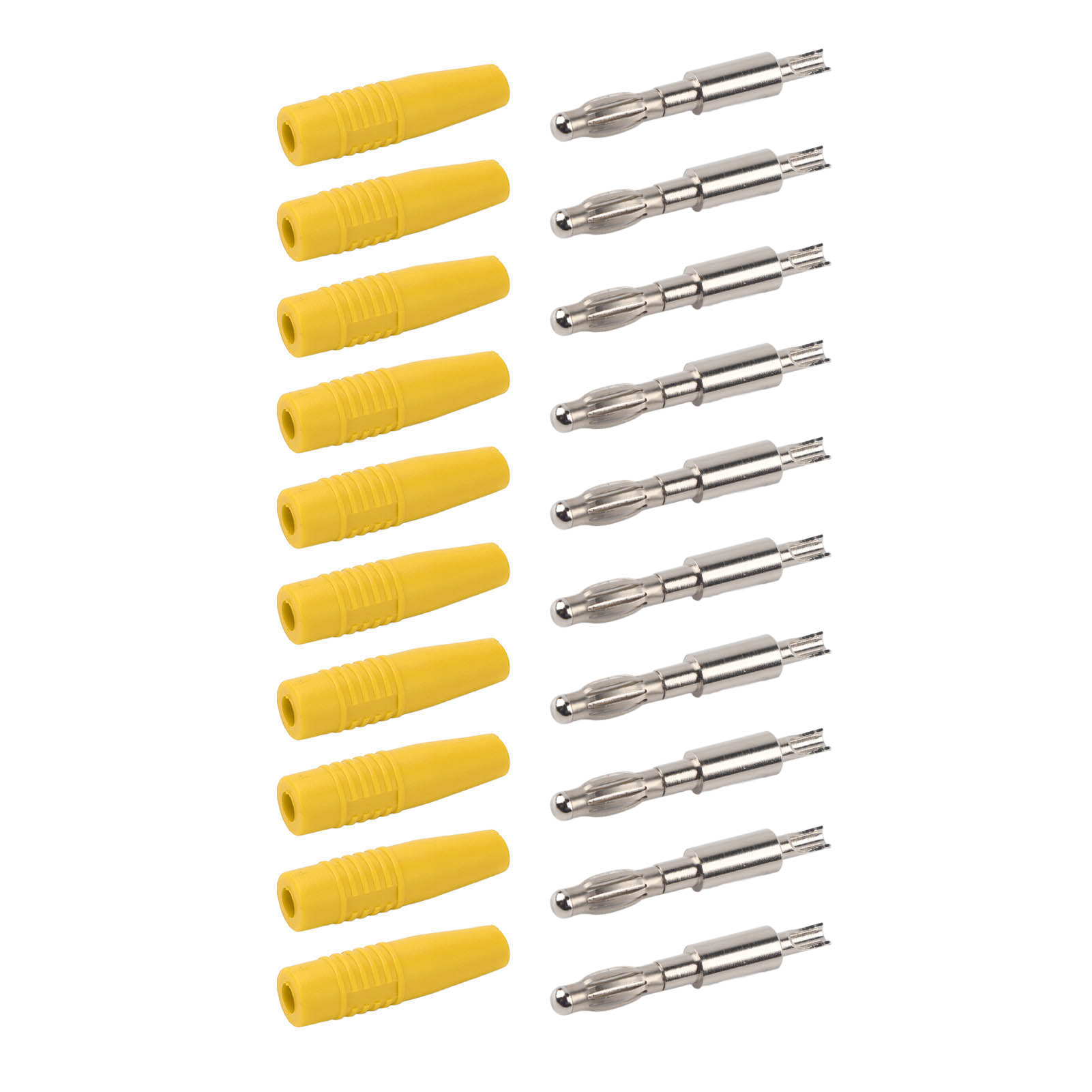 Packung Mit 10 Lötbananensteckern (4 Mm), Steckergröße 22.040, Diy-adapter Für Multimeter-messleitungen Und Lautsprecher, Gelb