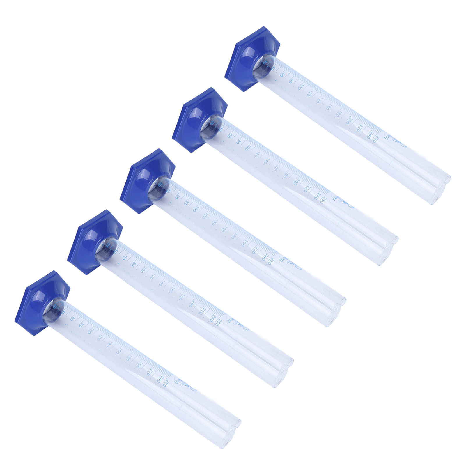 250 Ml Graduiertes Glasreagenzglas, Set Mit 5 Stück, Wissenschaftliche Laborausrüstung Für Experimente Und Präzise Messungen.