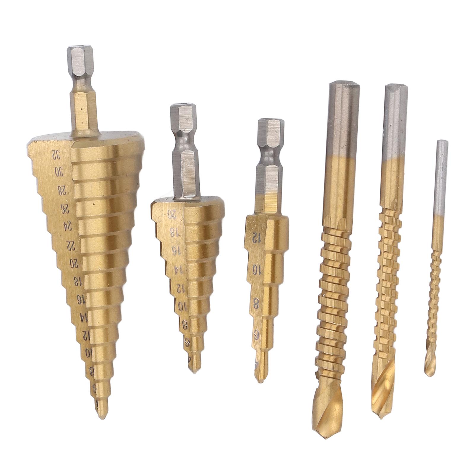 3-teiliges Hss-titan-stufenbohrer-set Mit Sechskantschaft Und Nut Kegelbohrer Für Holz Und Metall Rundbohrer, 3er-set