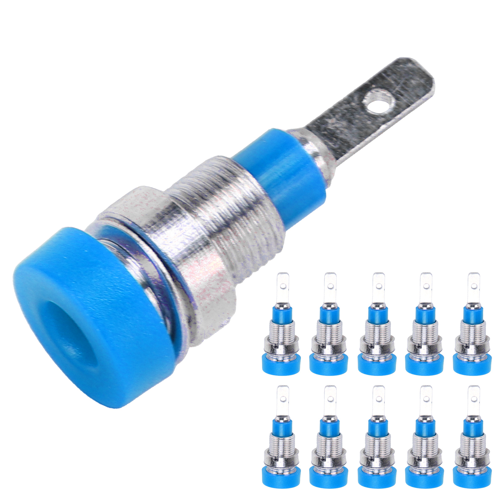 10 Messing-bananenstecker, 2 Mm Buchsen-panel-anschlussklemmen Für Industrielle Elektronikgeräte, Blau