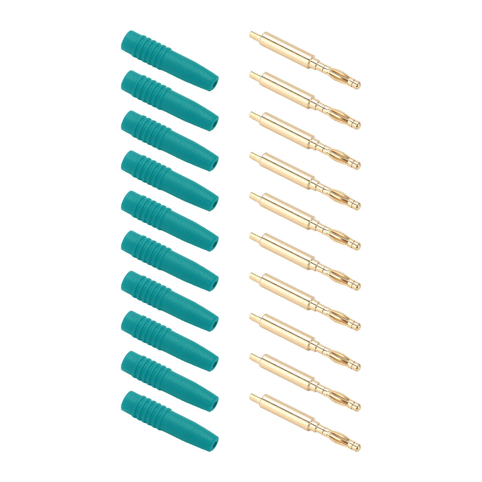 Vergoldete 2-mm-bananenstecker (männlich), 10er-packung Isolierte Metallstecker Mit Gehäuse Für Testgeräte, Grün