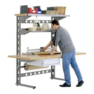 Bito Arbeitsplatzsysteme einseitig B 1306 mm x H 1785 mm x T 920 mm, graualuminium