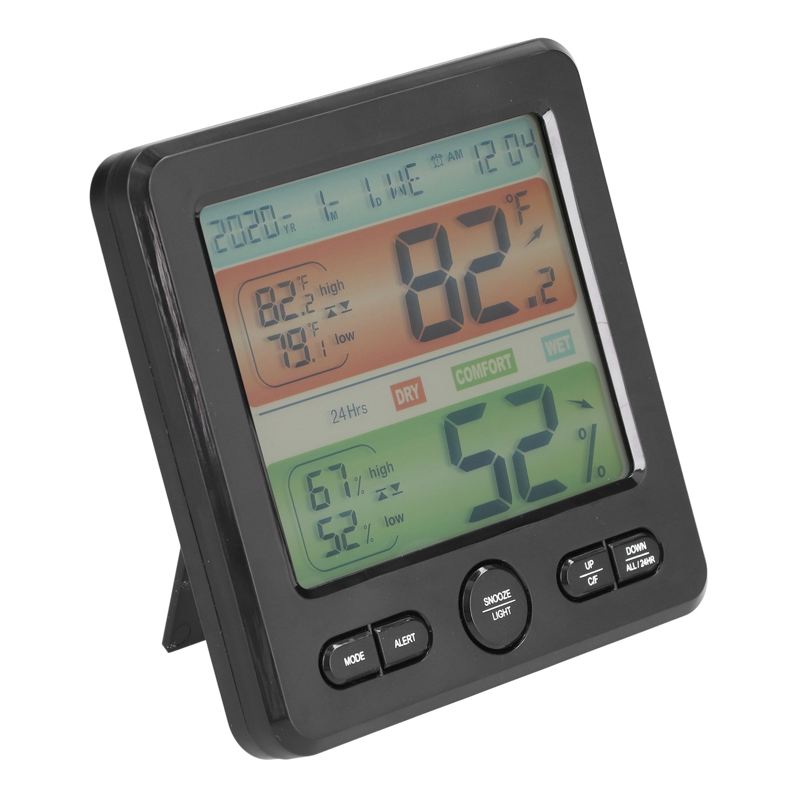 Ts-6211 Schwarzes Digitales Thermometer-hygrometer, Große Lcd-uhr, Wetterstation Für Den Innenbereich Mit Temperatur- Und Feuchtigkeitsanzeige, Präzise Elektronische Anzeige.