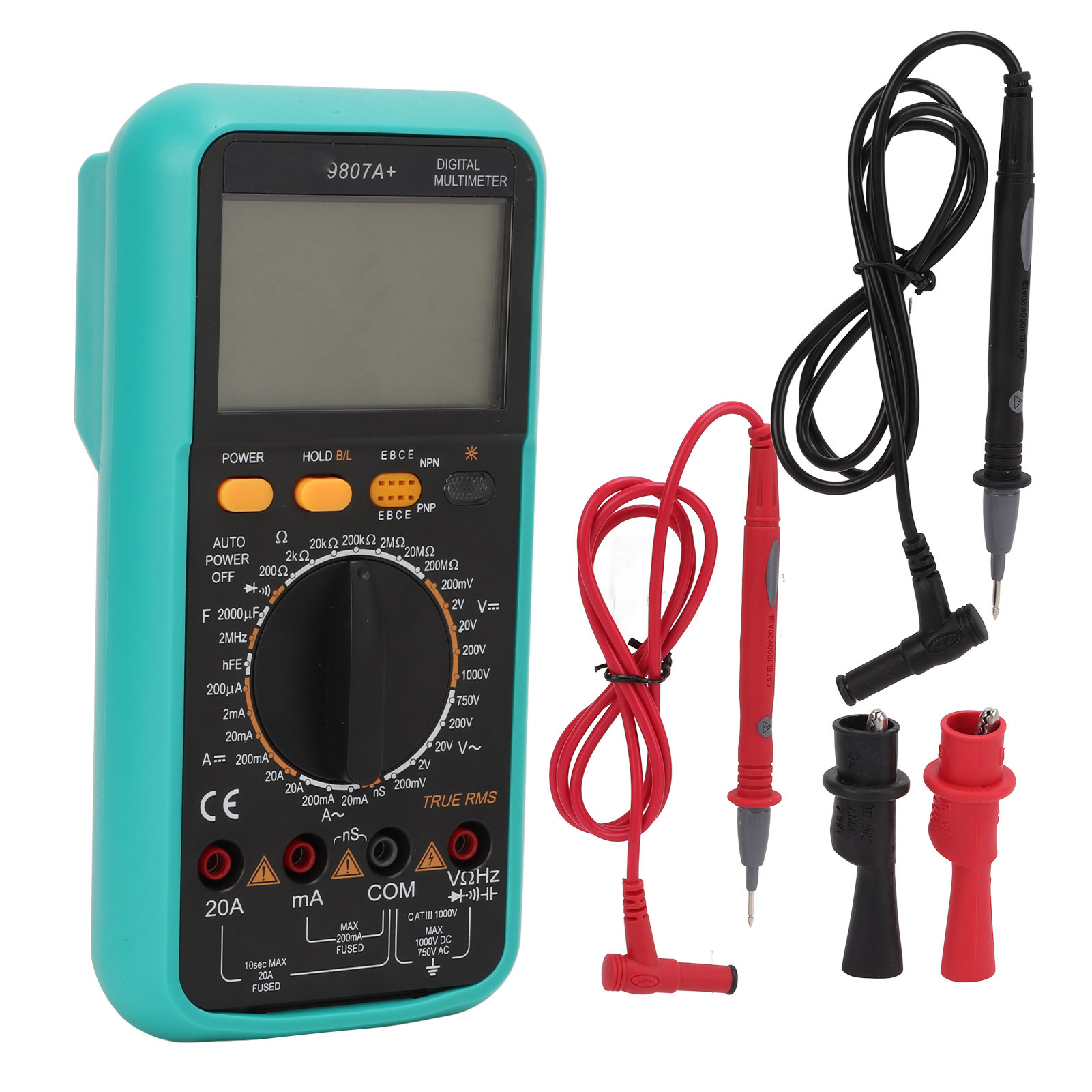9807a+ Digitalmultimeter Mit Akustischem Und Optischem Alarm, Tragbares Spannungs- Und Strommessgerät Für Elektriker, Handmessgerät Für Elektrische Anwendungen