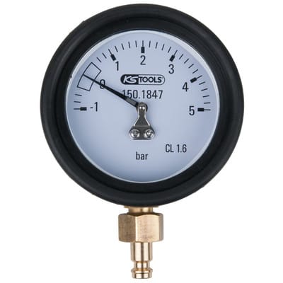 KS Tools Manometer 1,0 - 5,0 bar inkl. Anschlussnippel und Schutzkappe