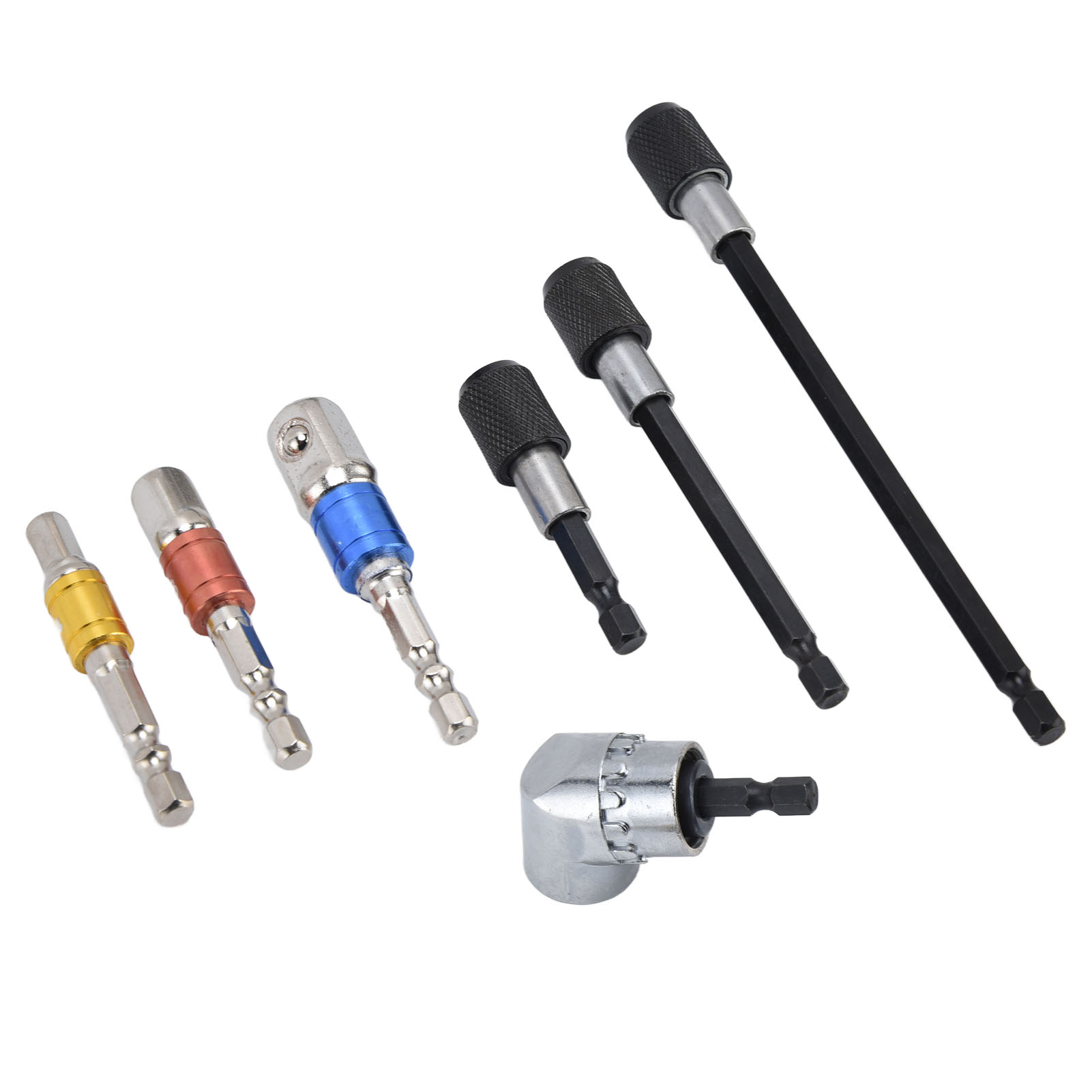 Set Mit 7 Magnetischen 1/4-zoll-bits, Sechskantschäften Und Bohradaptern, Schlagfesten Handwerkzeugen, Verlängerungen Zum Schrauben Und Bohren