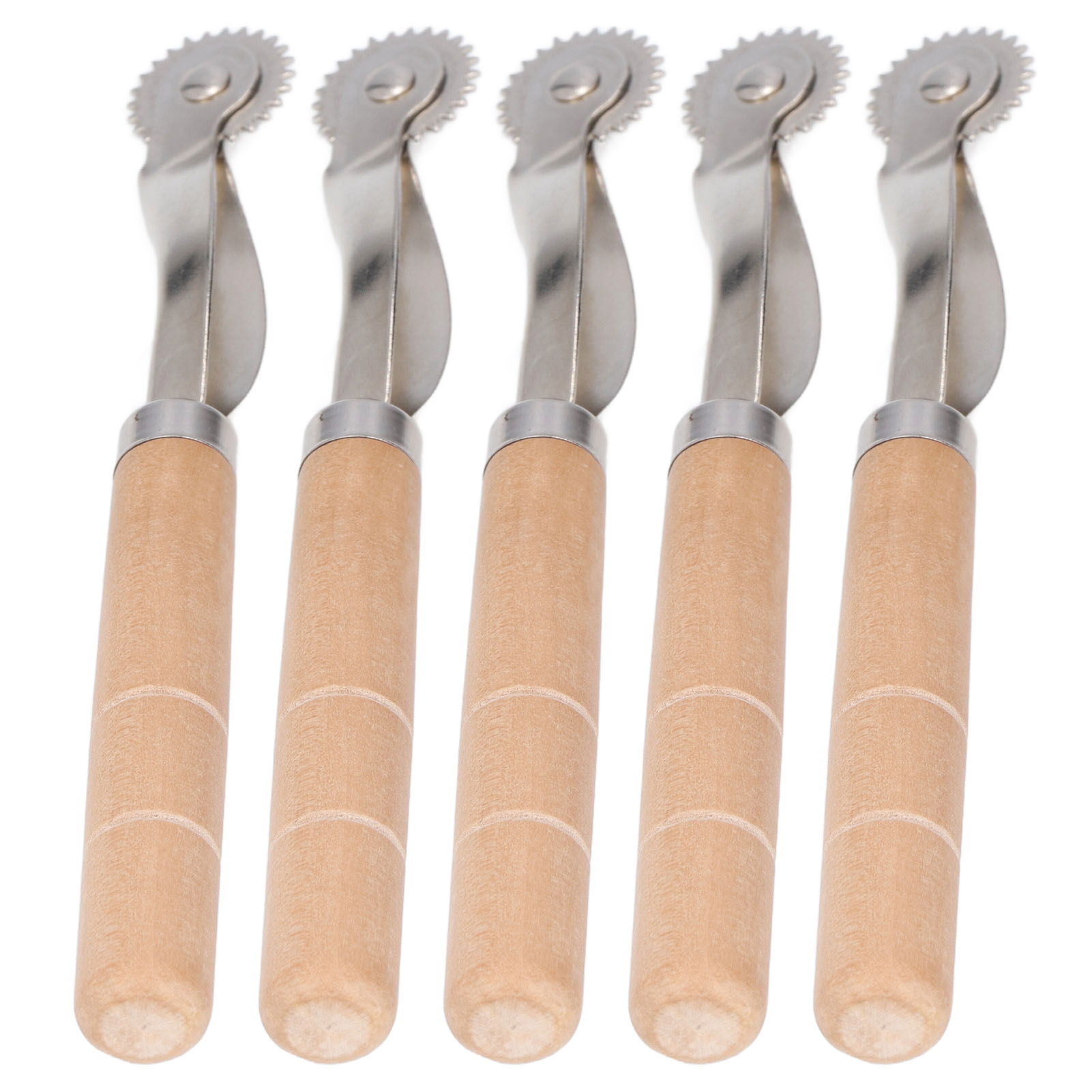 Set Aus 5 Edelstahl-plotterrädern Mit Holzgriffen, Nähwerkzeug Zum Markieren Und Lochen