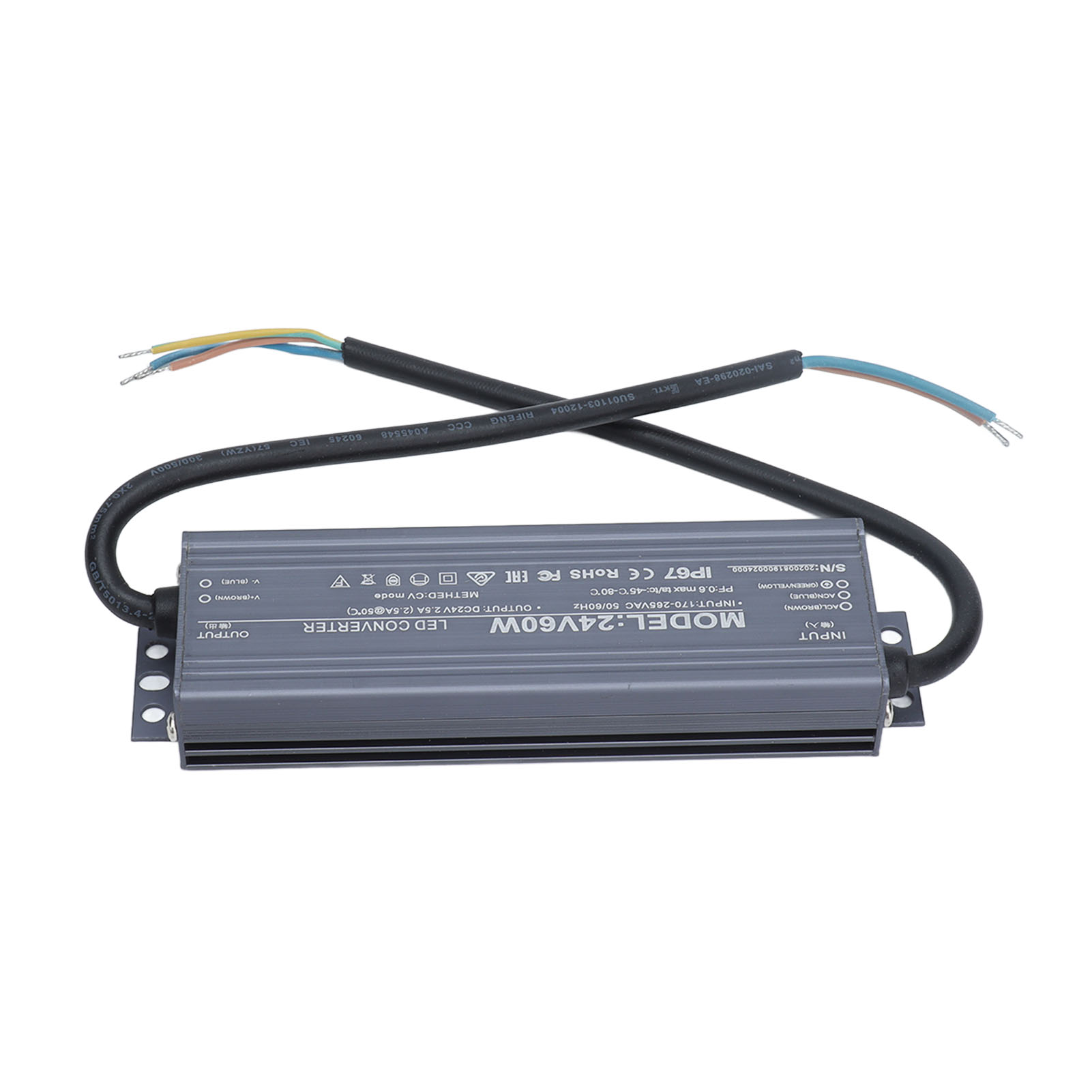 60w 24v 2,5a Led-netzteil, Ip67 Wasserdichter Transformator, Ac170-265v Konstantspannung, Treiber Für Led-streifen Und Außenstrahler, Robuster Adapter.