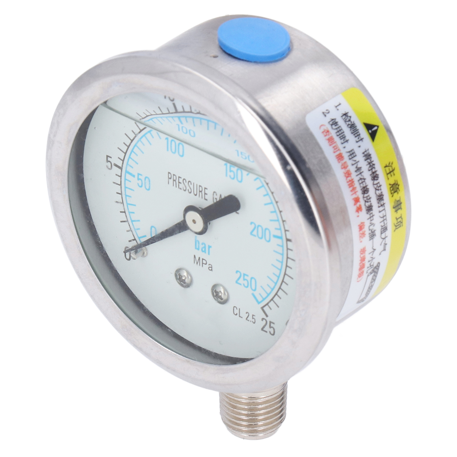 Vakuummeter, Transparentes Zifferblatt, Edelstahlgehäuse, Für Industrie Und Haushalt, 1/4-zoll-npt-anschluss, Messbereich 0–25 Mpa