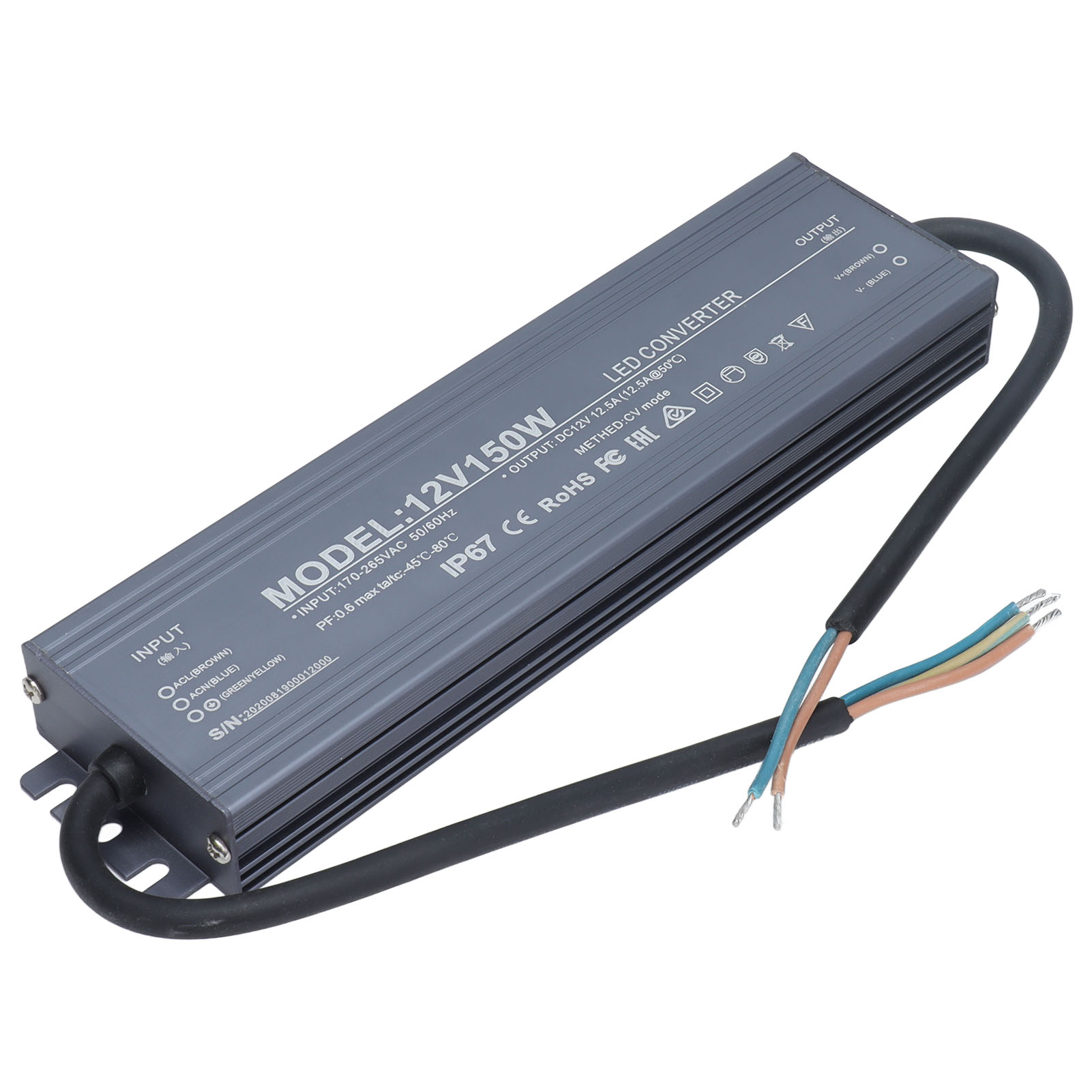 Ip67 Wasserdichter Led-transformator, 12v 12,5a Netzteil, Ac170-265v Spannungswandler, Adapter Für Led-streifen, 150w Wasserdichter Treiber.