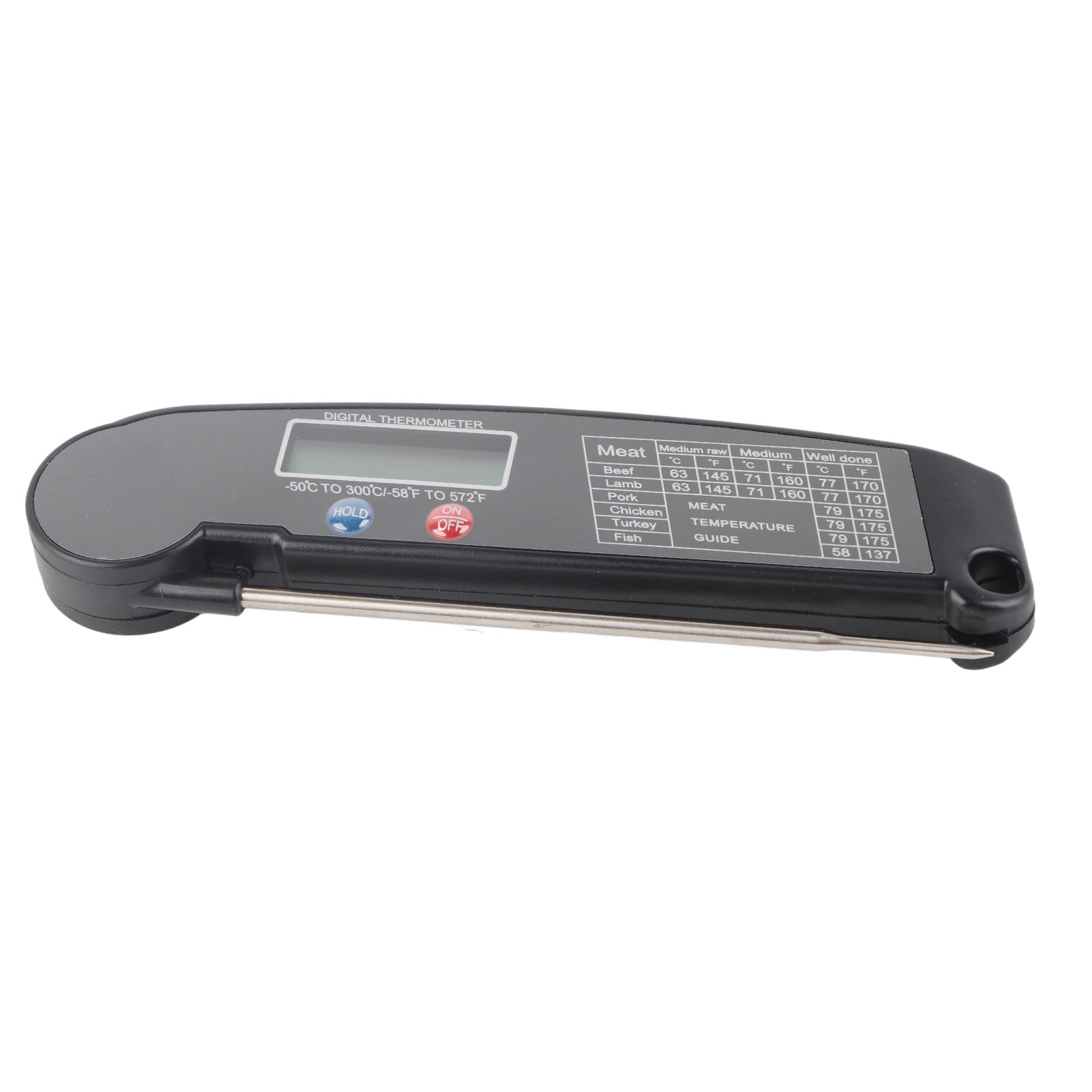 Faltbares Elektronisches Digitales Lebensmittelthermometer, Sofortanzeige, Schwarz, Zum Kochen Und Grillen