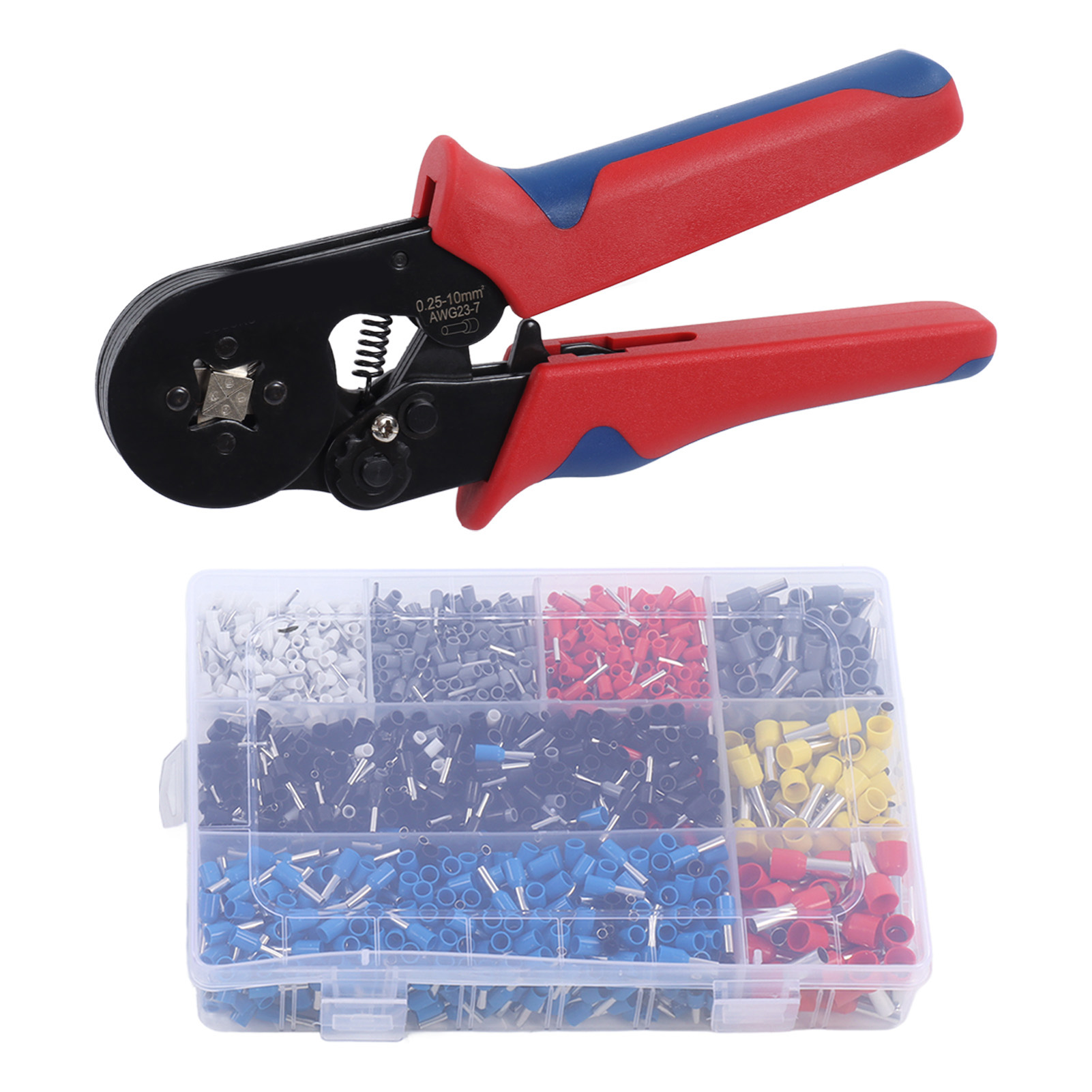 1800-teiliges Set Mit Crimp-spitzen Aus Kupfer Und Pvc + Crimpzange Aus Kohlenstoffstahl (0,25–10 Mm²), Elektrowerkzeuge