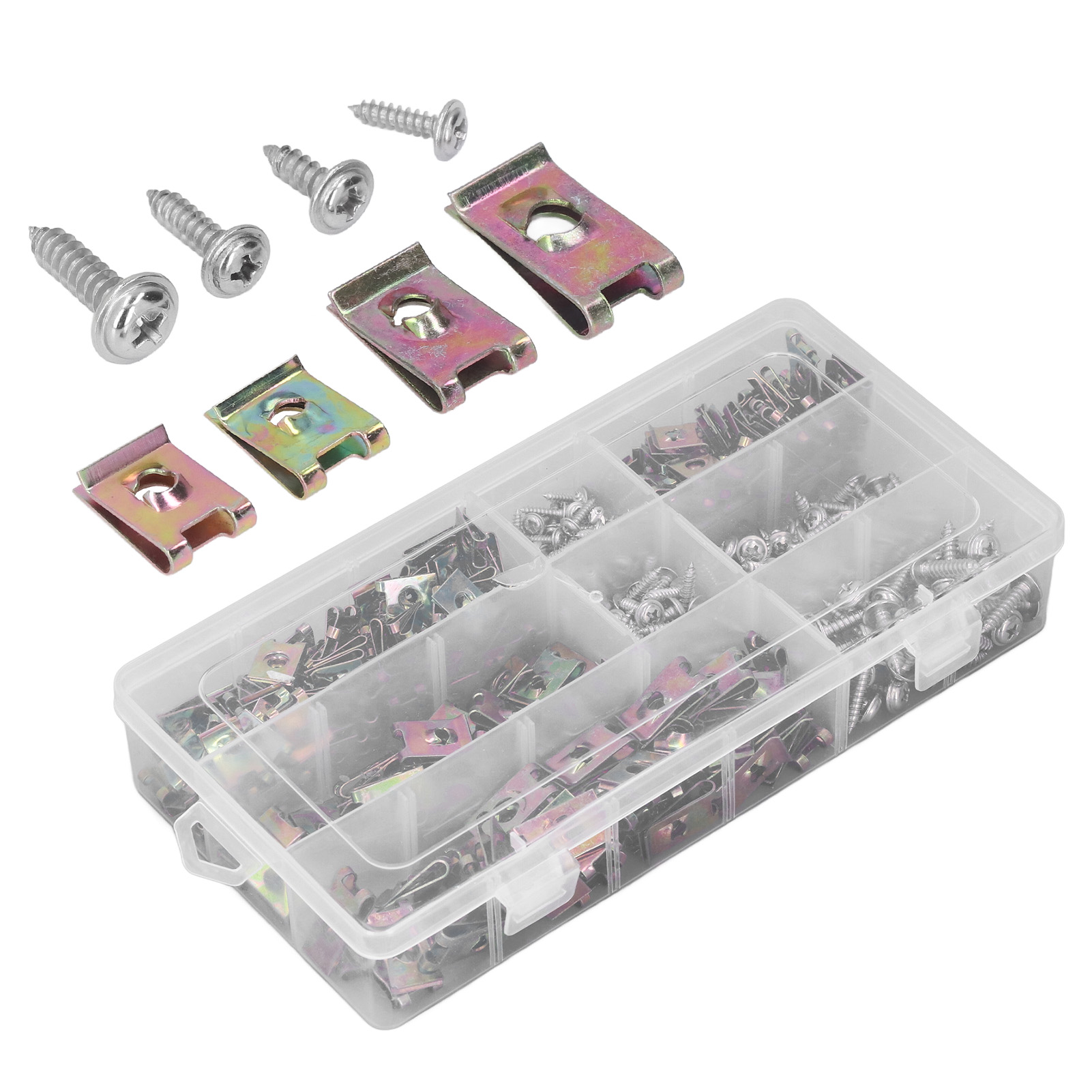 Packung Mit 480 U-förmigen Clips Und Muttern Zur Karosseriebefestigung, Verzinkter Stahl, Kreuzflanschschrauben Für Motorräder Und Autos