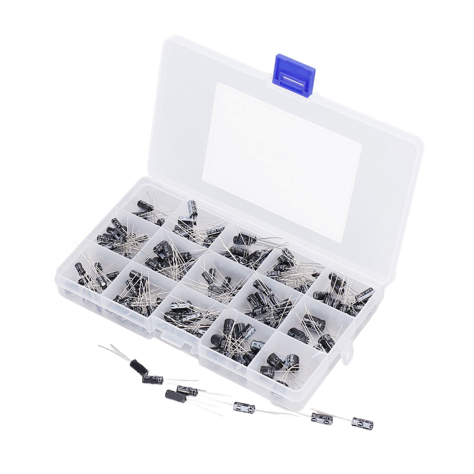 Satz Mit 215 Aluminium-elektrolytkondensatoren Von 0,1 Μf Bis 330 Μf, 15 Werte, Präzisionsset Für Radio-, Fernseh- Und Elektronikreparaturen.