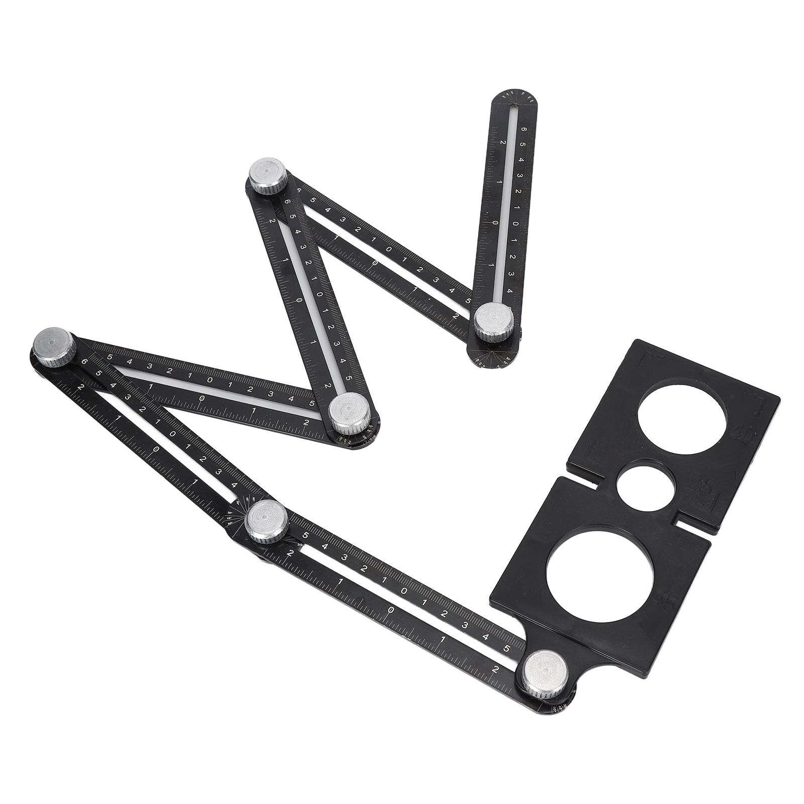 6-teiliges, Faltbares Lineal Aus Aluminiumlegierung, Multifunktionale Bohrschablone, Mess- Und Markierungswerkzeug Für Die Holzbearbeitung
