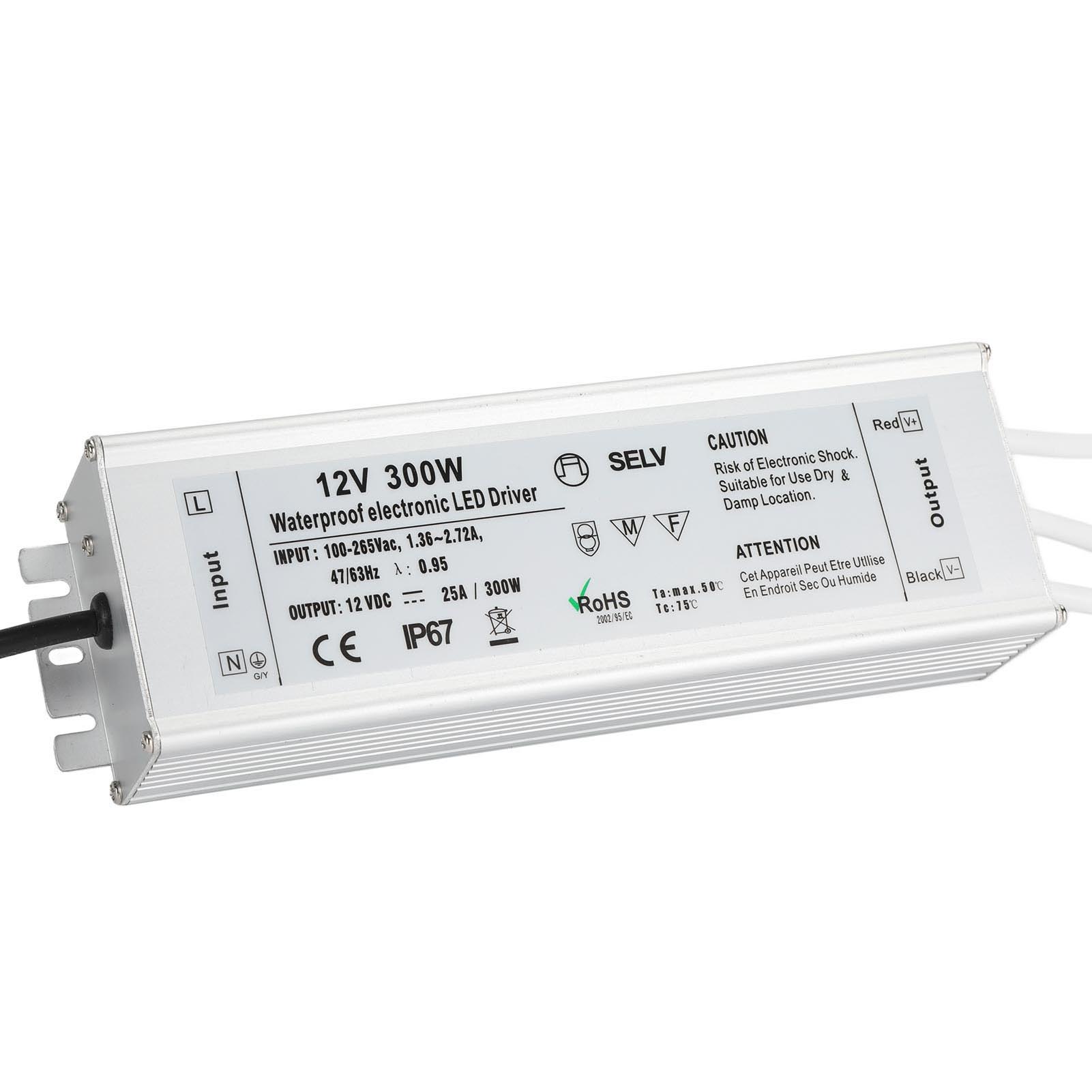 Ip67 Wasserdichter Led-netztransformator 300w 12v 0-25a, Ac100-265v Konstantspannungsadapter Eu-stecker, Außenkonverter Für Led-streifen Und Strahler