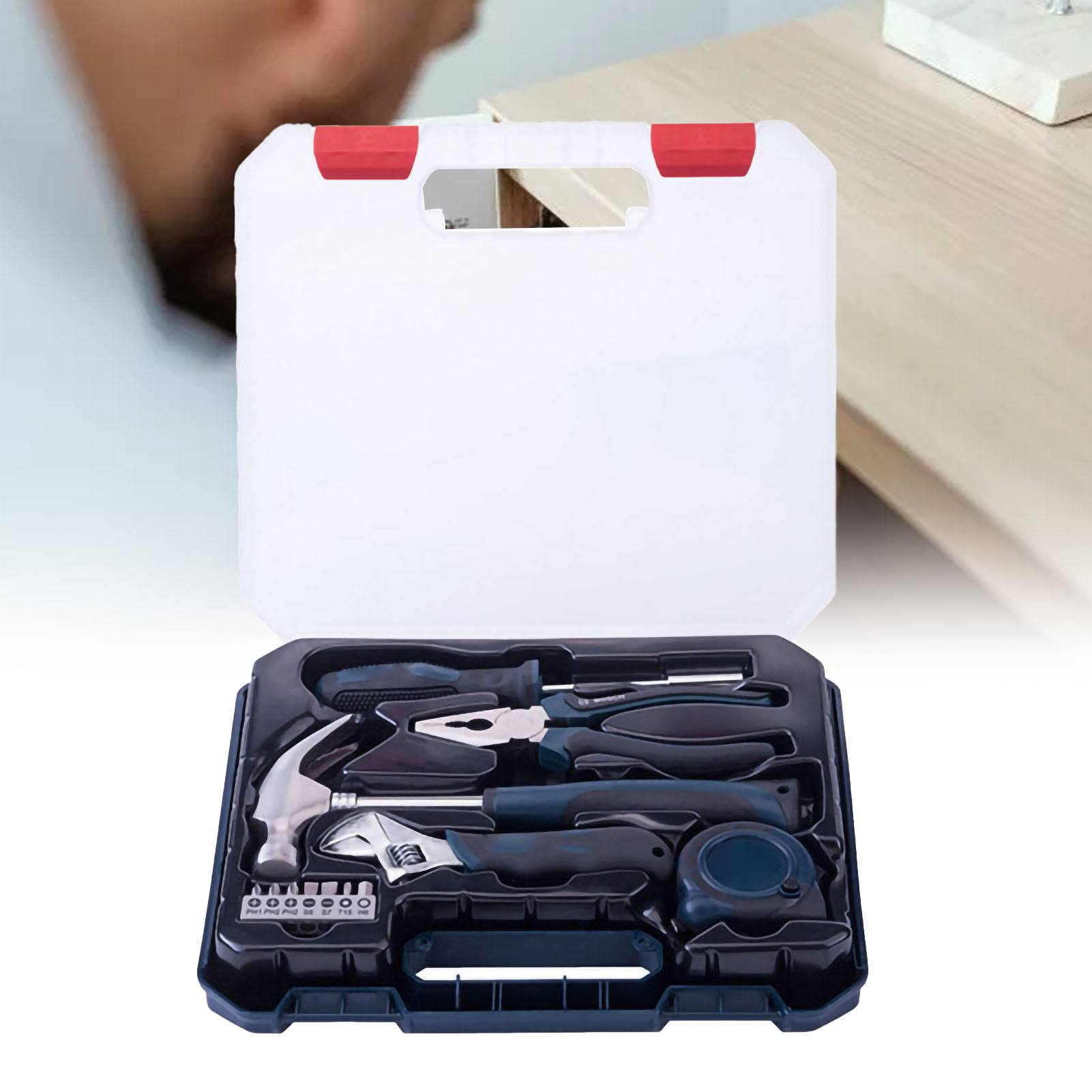 12-teiliges Multifunktions-handwerkzeugset Mit Aufbewahrungsbox, Werkzeugkasten Für Haus Und Garage.