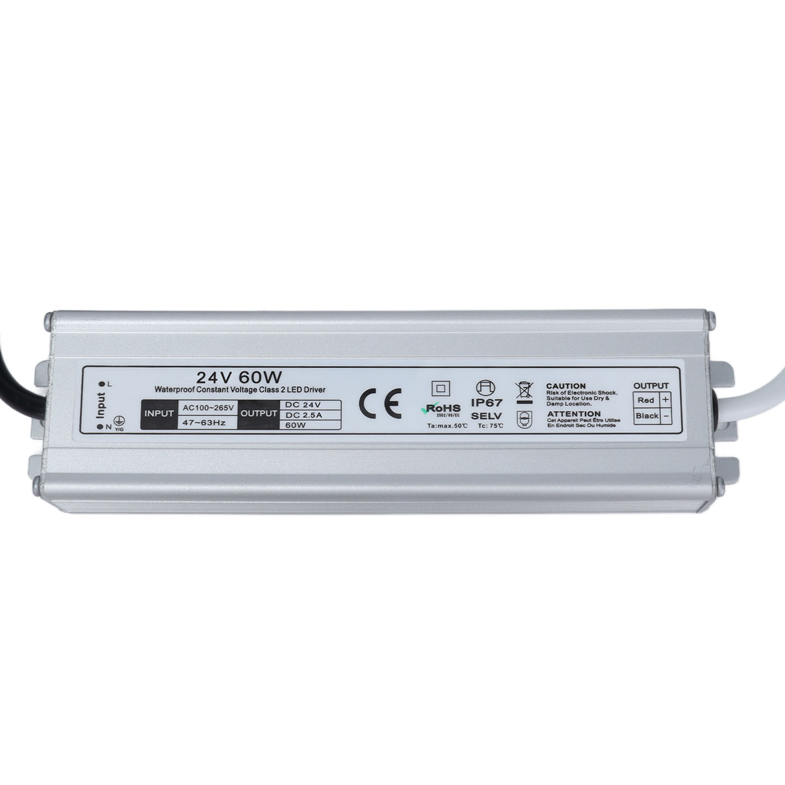 60w Ip67 Wasserdichtes Led-netzteil, 24v Transformator Für Led-streifen, Ac100-265v Eu-stecker Eingang, Wasserdichtes Netzteil Für Den Außenbereich, 24 Volt Konverter.