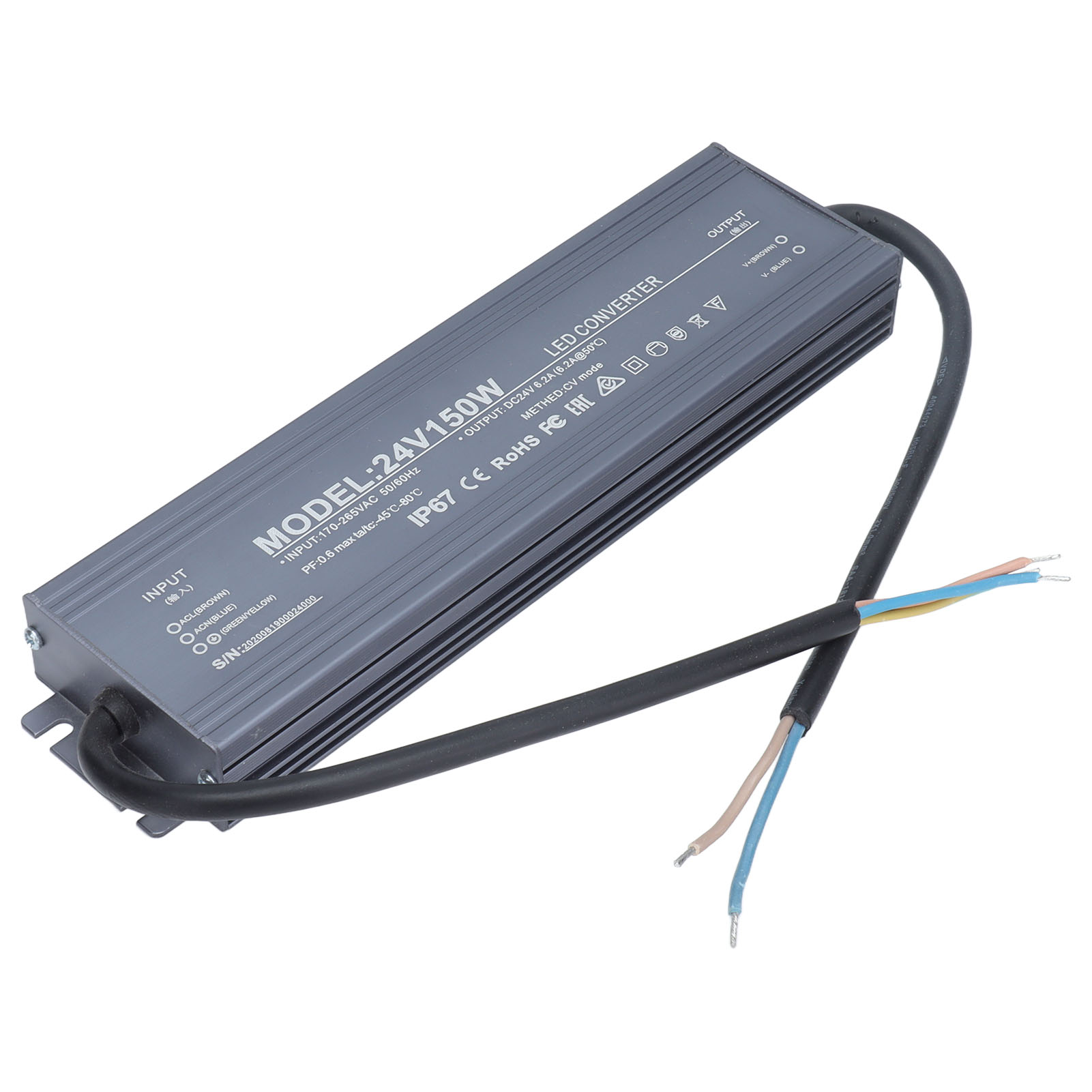 Ip67 Wasserdichtes Led-netzteil, 24v 6,2a Transformator, Ac170-265v Konverter, Netzteil Für Led-streifen, Außenadapter, 149w.