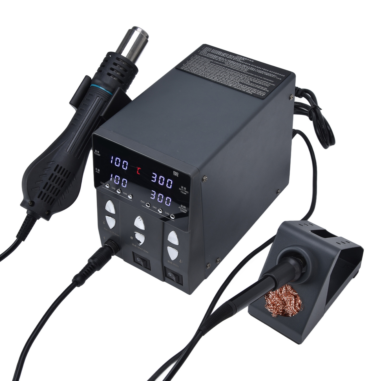 2-in-1-lötstation Mit Lötkolben Und Heißluftpistole, Abs Und Edelstahl, 760 W, 220 V Eu-stecker, Elektronikreparaturstation