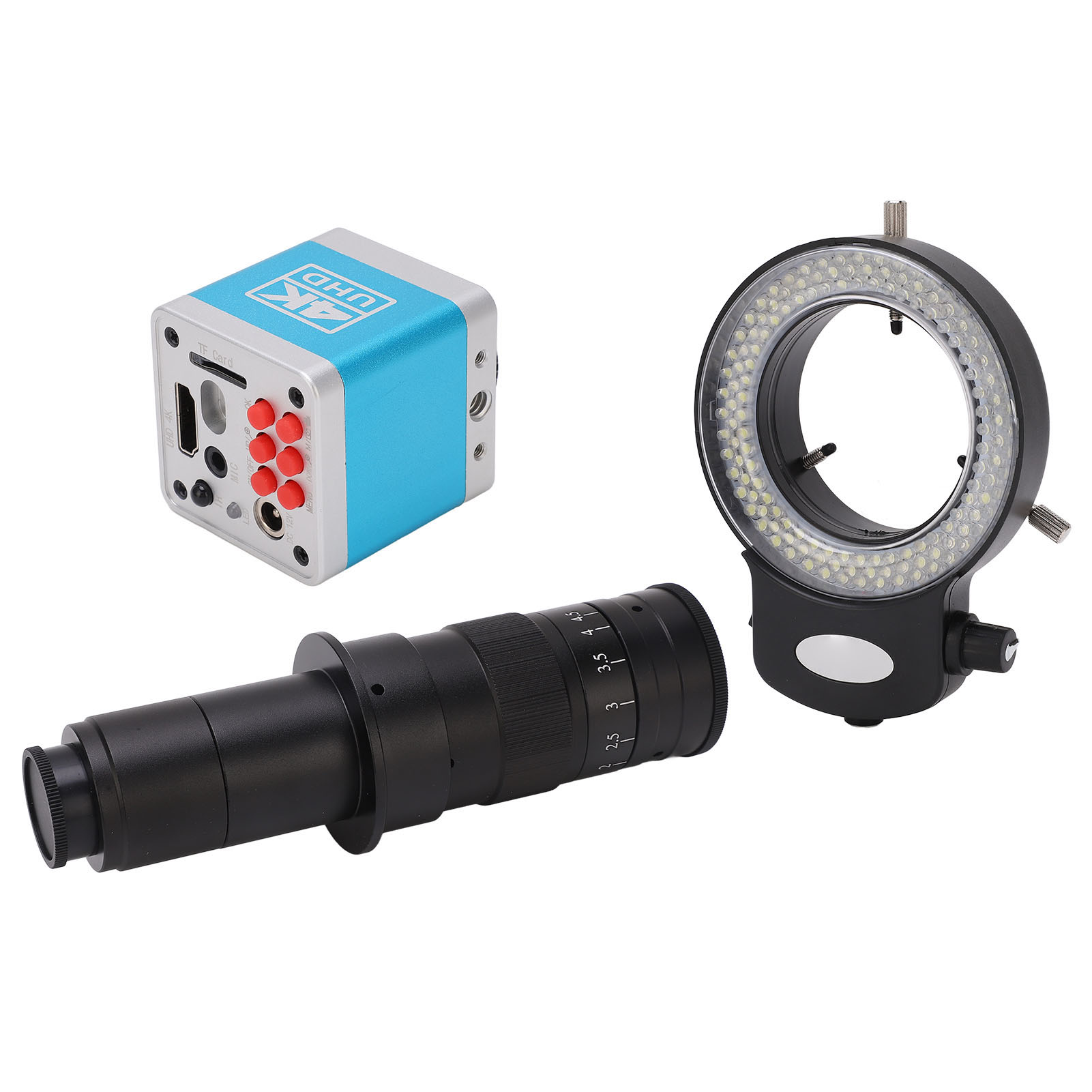 Industrielle 4k Usb Hd Mikroskopkamera, 180x Objektiv, Ringlicht, 100-240v Eu-stecker, Hochauflösender Sensor, Digitales Inspektionswerkzeug.