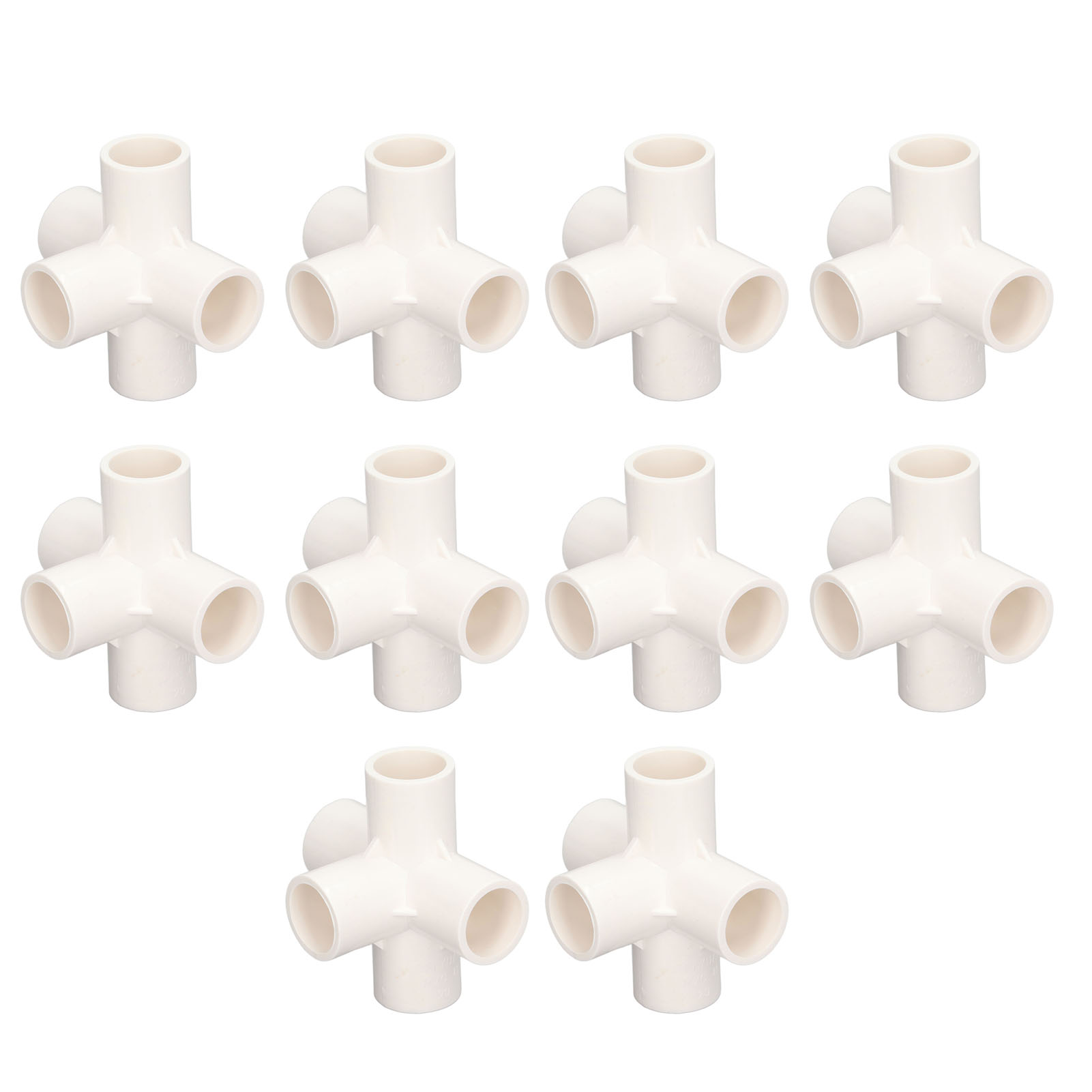 20-mm-pvc-winkelverbinder, 5-wege-winkel, 3d-winkel, Weiß, 10er-pack
