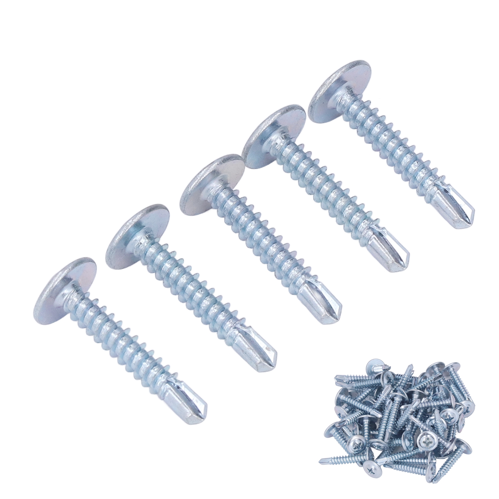 Selbstbohrende Holzschrauben Mit Rundkopf, 50 Stück, 4,2 X 25 Mm, Verzinkter Stahl, Blechschrauben Mit Unterlegscheiben Für Möbelreparaturen