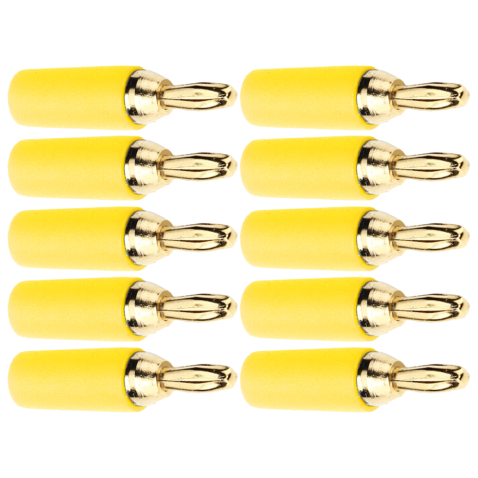 Packung Mit 10 Bananensteckern (2,5 Mm), Vergoldetes Messing, Lötanschluss, Gelbes Zubehörset