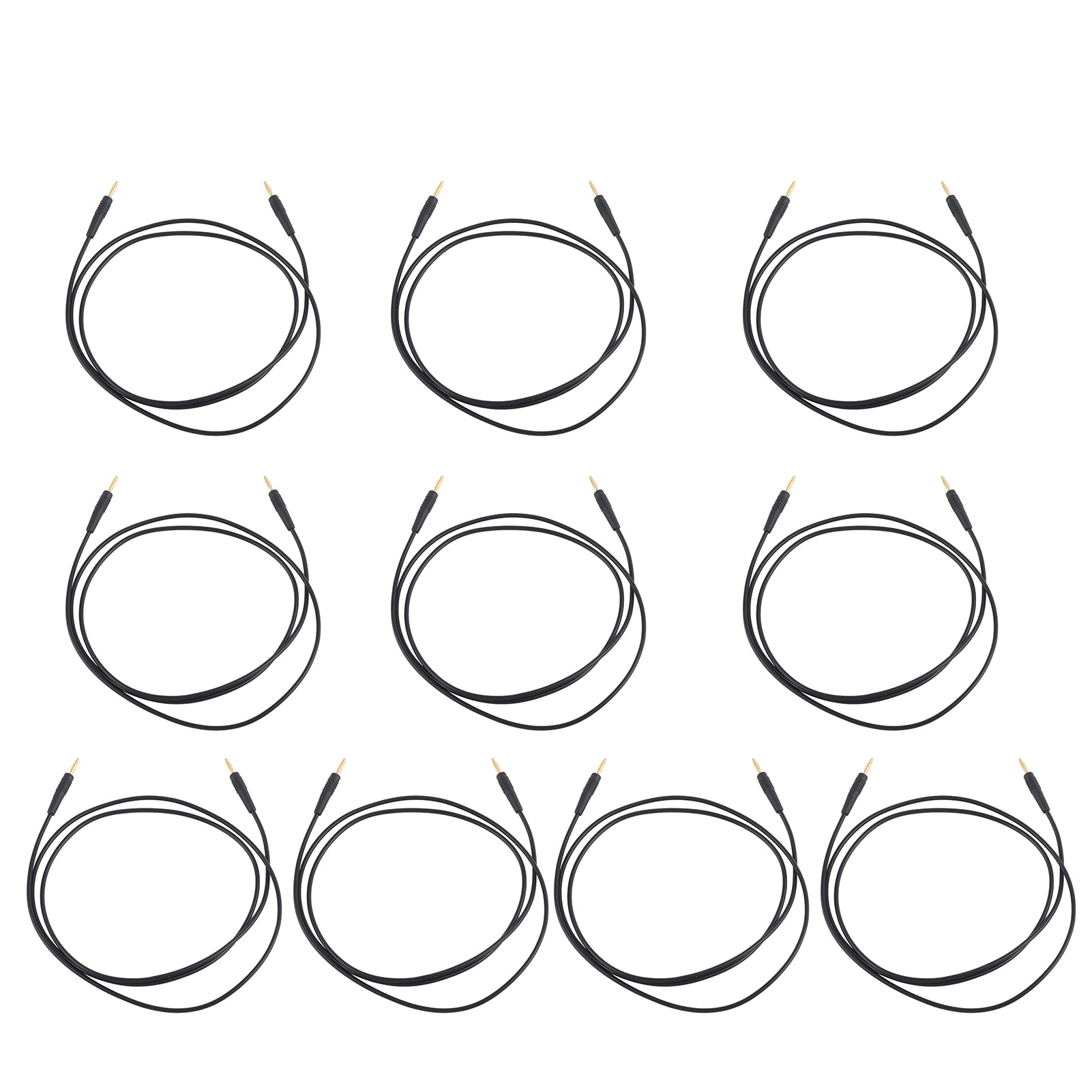 10 Verschweißte Bananenstecker-messleitungen (stecker-stecker), 0,44 Mm² Schwarzes Messkabel Für Industrie Und Außeneinsatz