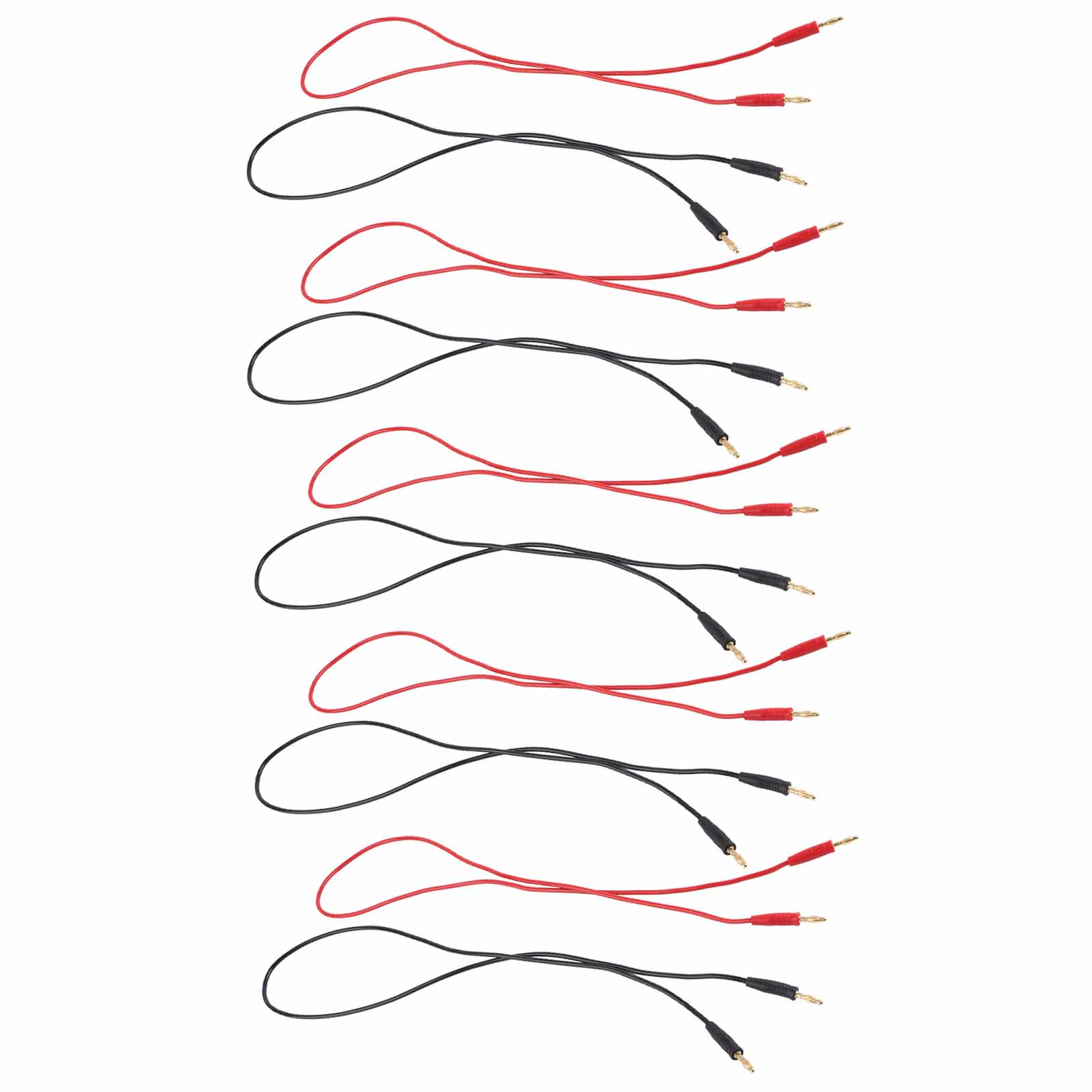 Satz Mit 5 Bananenstecker-messleitungen (stecker Auf Stecker), 4 Mm Vernickelter Messingstecker, Lötanschluss, Rot Und Schwarz, 70003