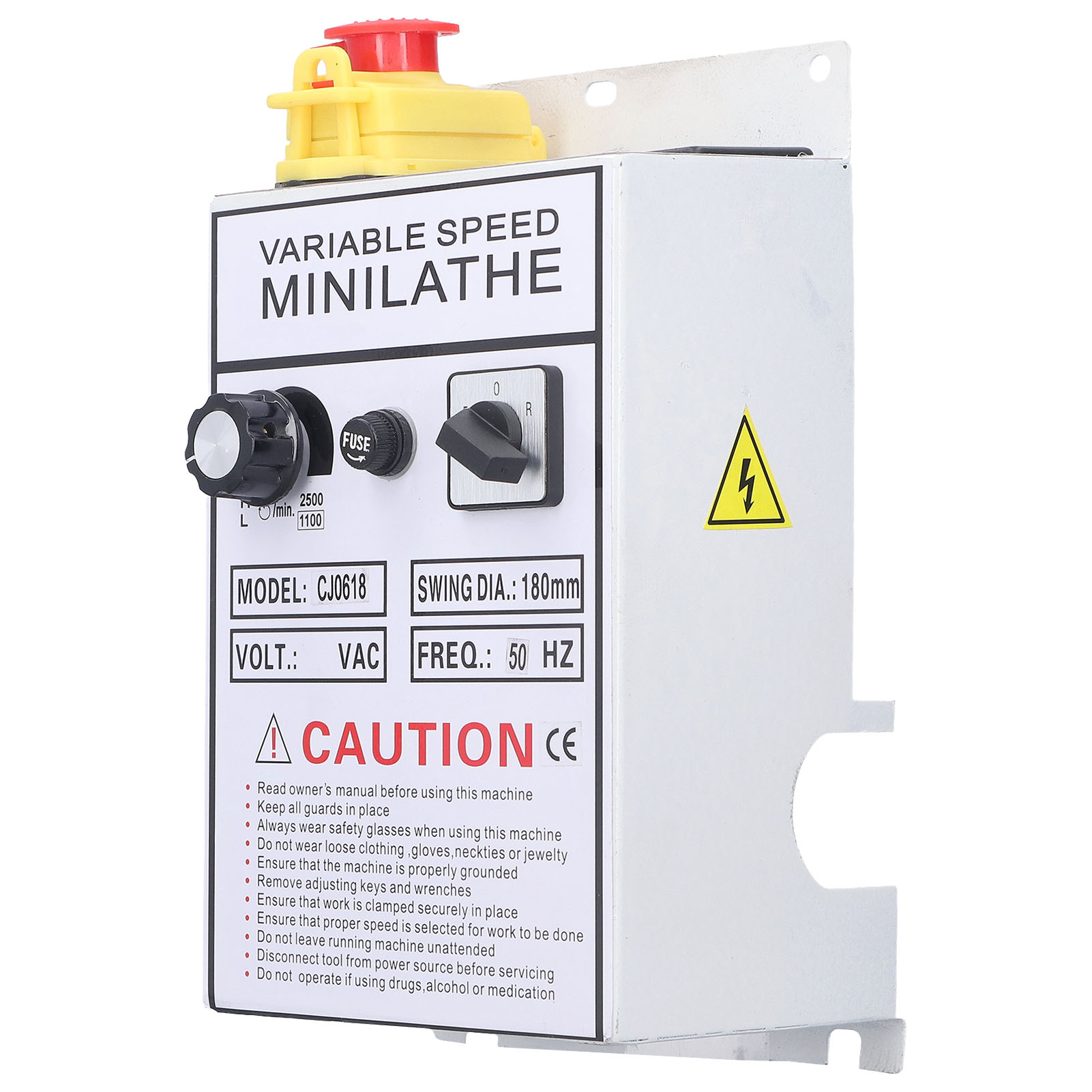 Steuerkasten Für Drehmaschine, Drehzahlregler Mit Schalter Und Sicherung, Kompatibel Mit 0618-3b Und 0618, Spannung 220v Ac, Ersatzteil.