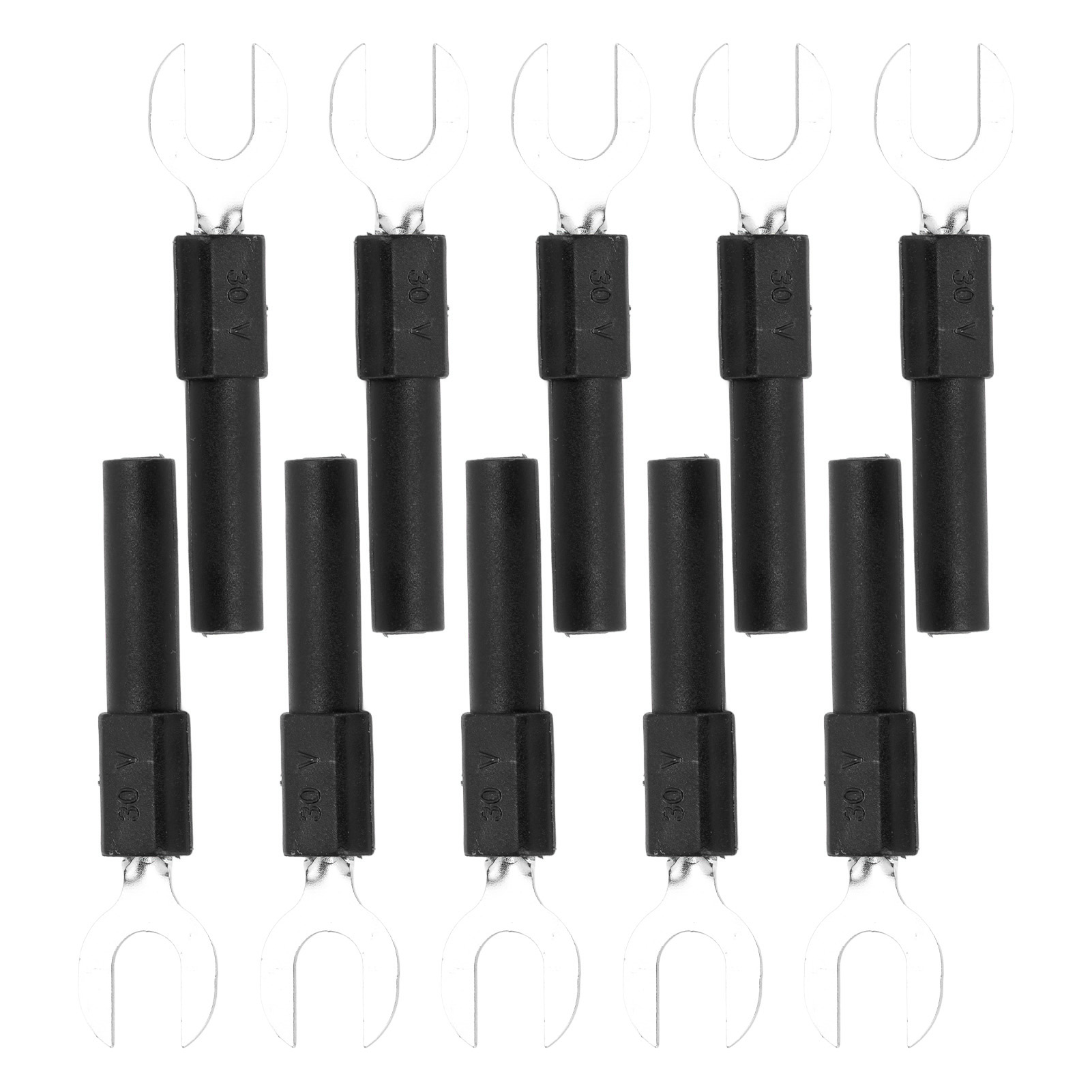 Y-förmiger 6-mm-messing-steckverbinder, 10er-pack, 4-mm-flachstecker, Bananenstecker, 30–60 V Dc, Max. 10 A, Schwarz