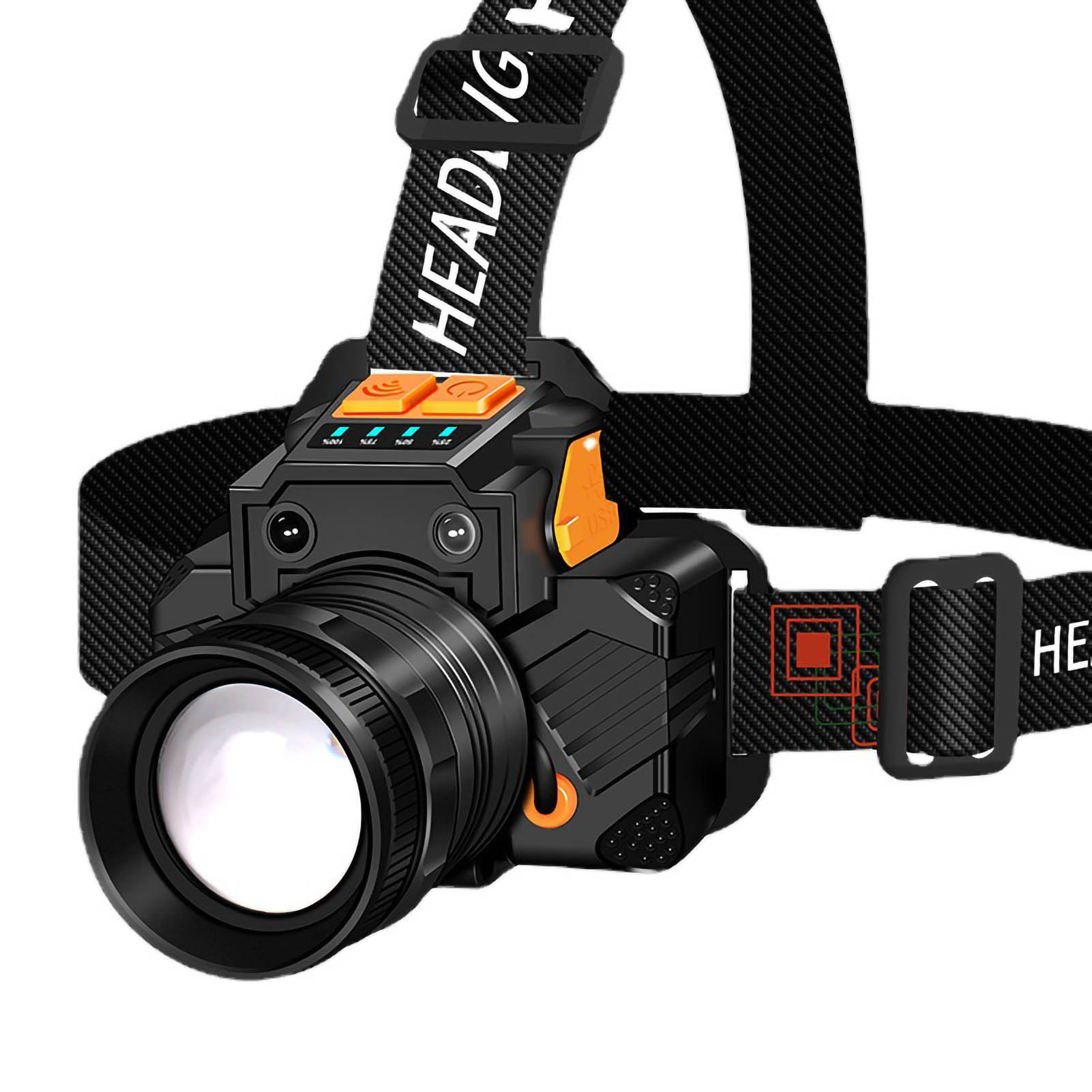 Wiederaufladbare Led-stirnlampe Mit Usb-anschluss, Drehbarem Zoom, Leistungsstarker Taschenlampe, Weißem Licht, Ideal Für Camping Und Wandern, Inklusive Akku