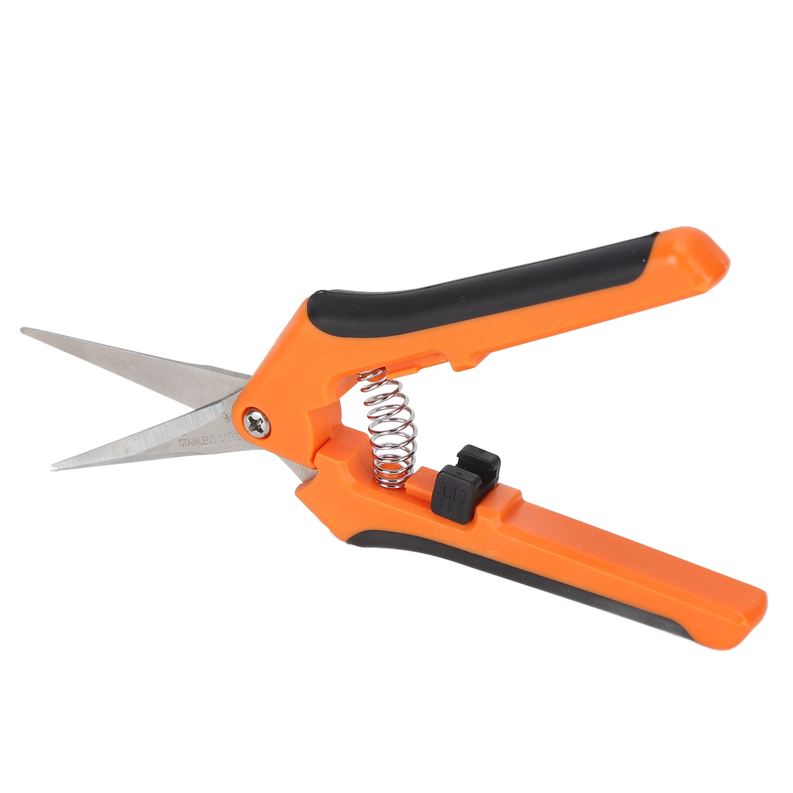 Gartenschere Mit Federmechanismus, Automatische Seitenverriegelung, Edelstahl-druckschere, Orangefarbene Gemüseschere
