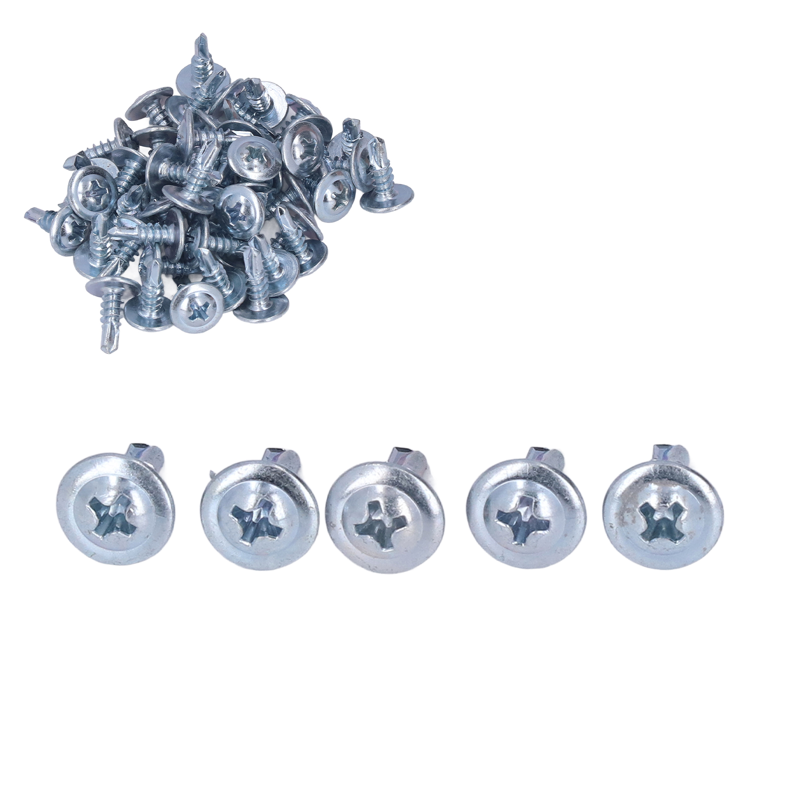 4,2 X 13 Mm Selbstbohrende Rundkopfschrauben, 50er-packung, Verzinkter Kohlenstoffstahl, Mit Unterlegscheibe, Für Metall Und Holz