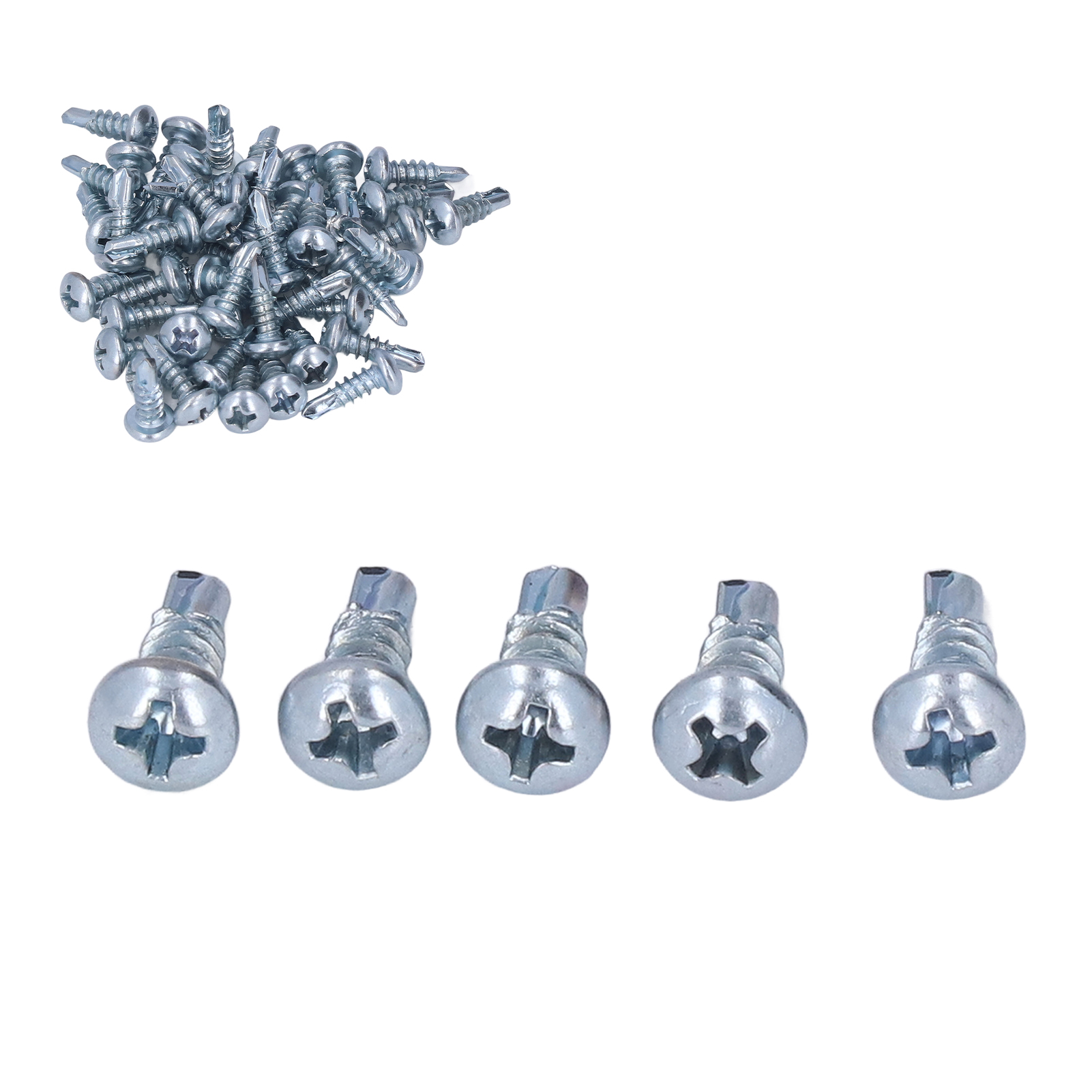 Packung Mit 50 Selbstbohrenden Rundkopfschrauben Aus Verzinktem Kohlenstoffstahl, 4,2 X 13 Mm, Kreuzschlitz, Für Metall Und Holz, Hochbelastbare Schrauben