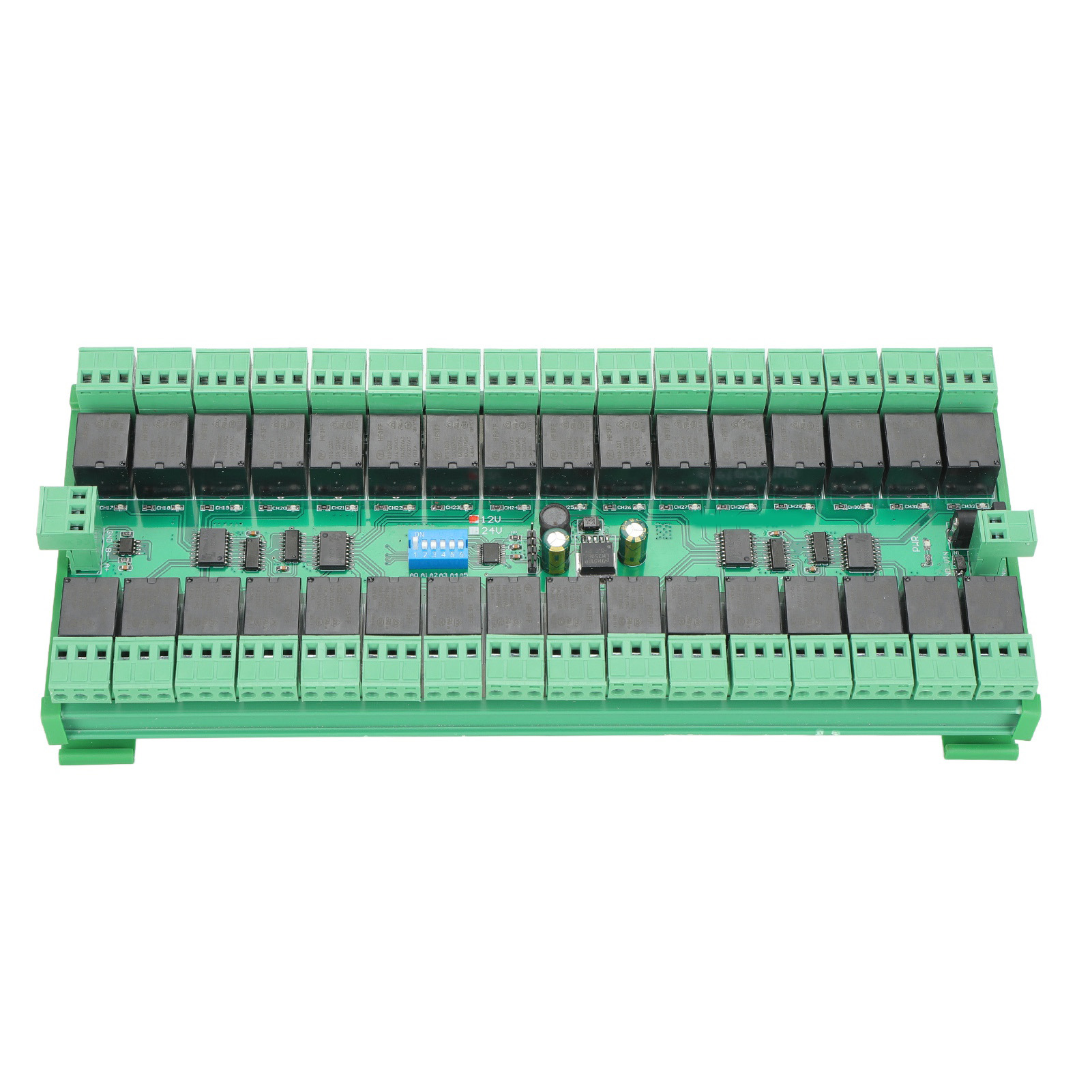 32-kanal-rs485-relaismodul, Erweiterungsplatine Für Sps-steuerung, Fernsteuerung, Din-schiene, 12v-stromversorgung, Mit Klemmenblöcken.