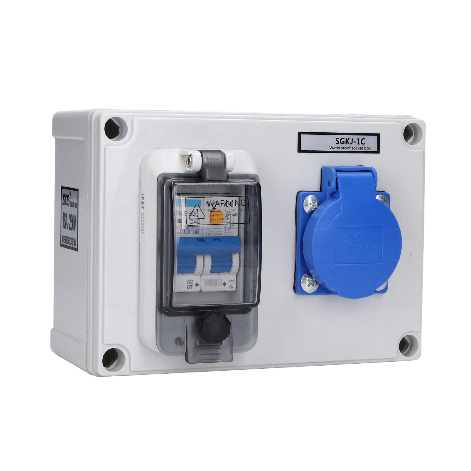 Unterputz-wandsteckdose, Elektroverteilerkasten, Deutsche Norm, 200–250 V, 230 V, 40 A, 1p+n, Fehlerstromschutzschalter (fi-schalter)