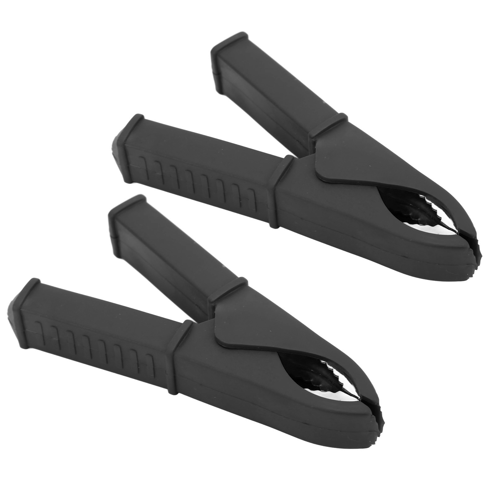 2 Krokodilklemmen (100 Mm) Aus Vollkupfer, Isolierte Elektrische Prüfklemmen, Schwarze Federklemmen, 2er-pack Für Batterien