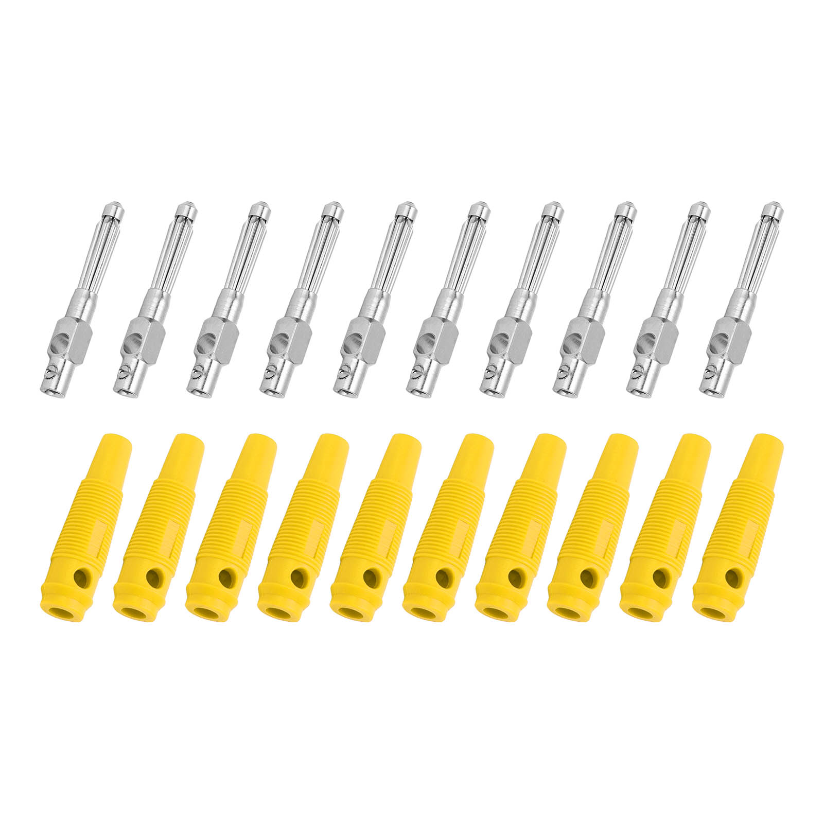 10-teiliges Set Mit 4-mm-bananensteckern (männlich), 7-poligen Stapelbaren Kupferverbindern, 1000 V, 32 A, Flexibler Schraubbuchse, Gelb